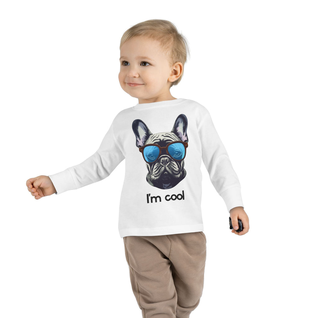 Cool Toddler Long Sleeve Tee with Fun Dog Design, Children's Gift, Playful Tee, Cute Apparel, Pet Lover Gift