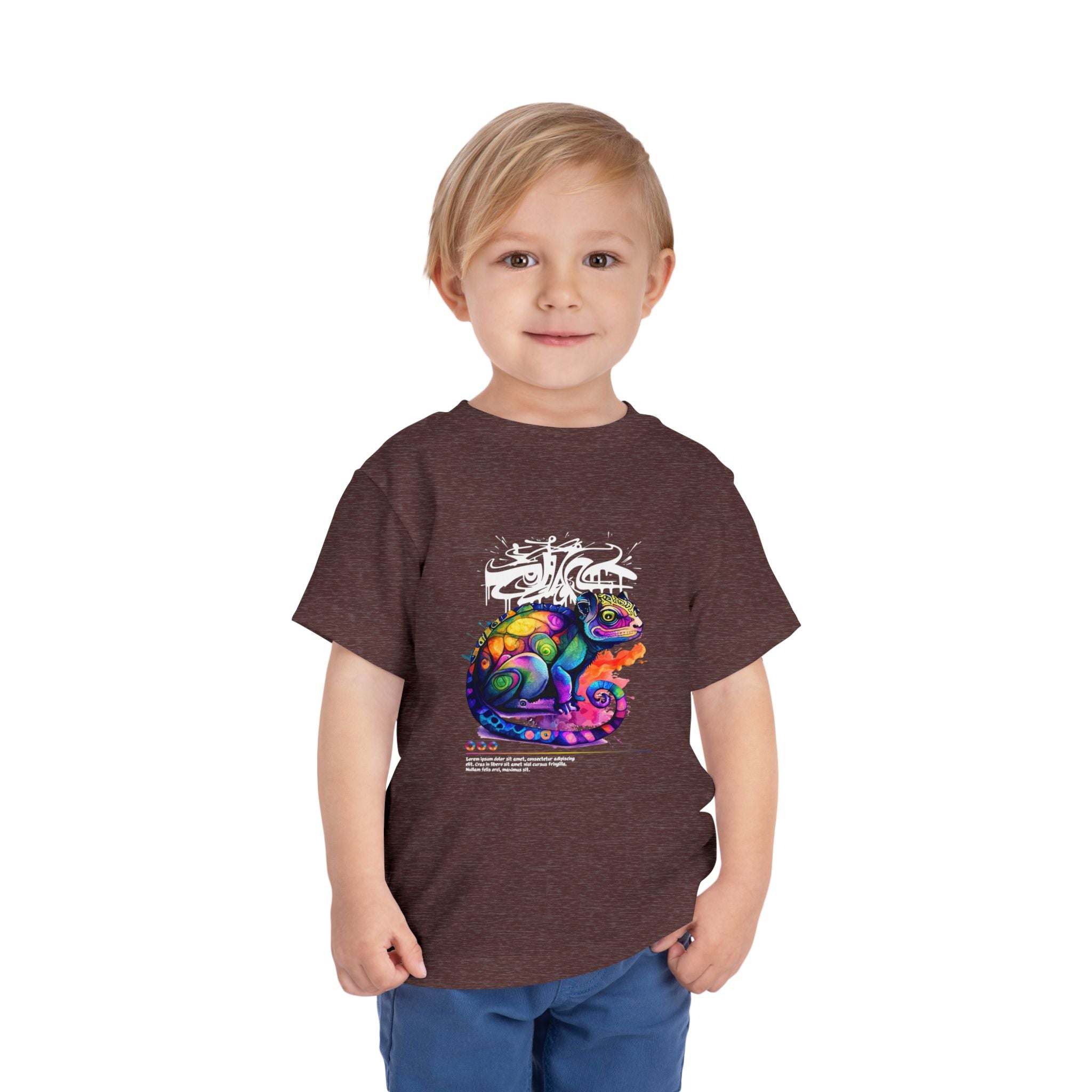 Colorful Chameleon Toddler Tee, Fun Kids Shirt, Vibrant Short Sleeve Tee, Birthday Gift, Summer Outfit, Playdate Wear