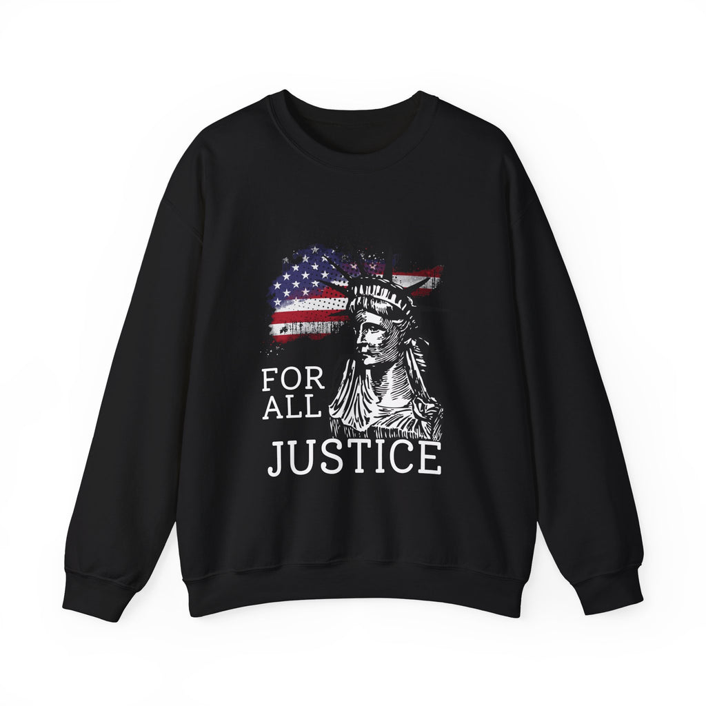 Justice Crewneck Sweatshirt - Unisex Heavy Blend, Patriotic Apparel, Comfortable Gift for Activists, USA Theme, Everyday Wear