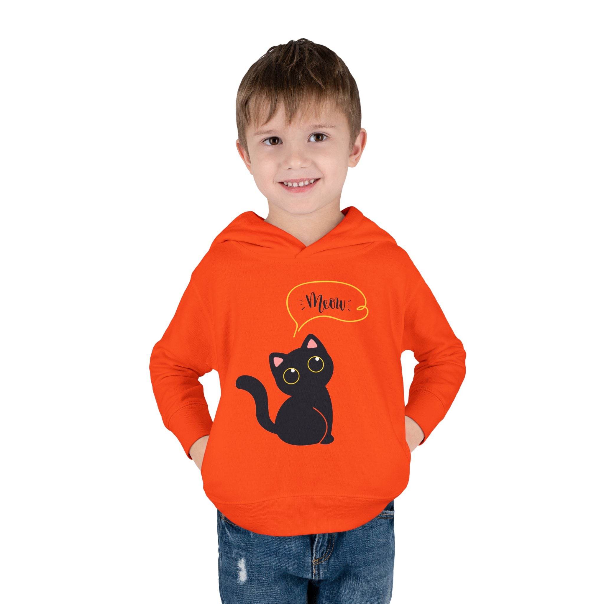 Black Cat Toddler Fleece Hoodie, Cute Kids Pullover, Cat Lover Gift, Birthday Present, Cozy Toddler Clothes