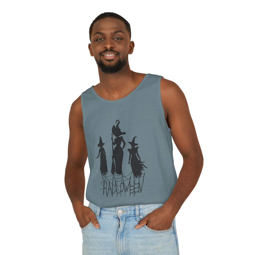Halloween Witches Tank Top, Spooky Summer Shirt, Unisex Beach Wear, Fall Festival Apparel, Halloween Party Top