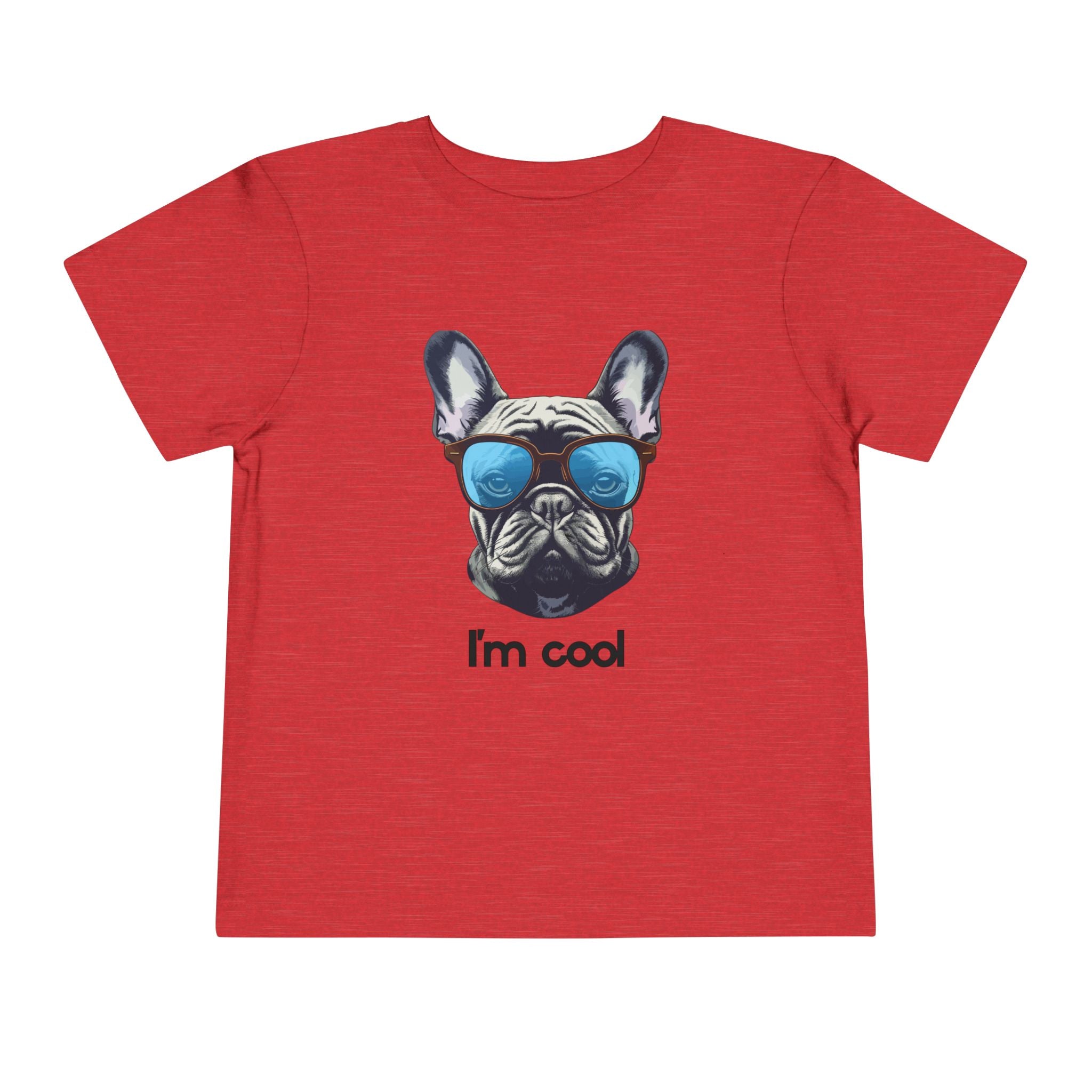 Cool French Bulldog Toddler Tee, I'm Cool Shirt, Kids Summer Tee, Pet Lover Gift, Cute Toddler Outfit