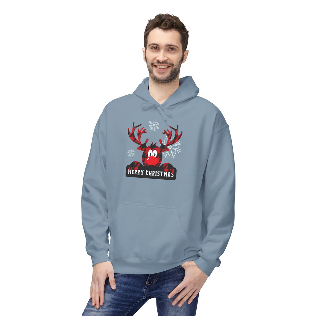 Christmas Reindeer Fleece Hoodie - Unisex, Cozy Winter Wear, Holiday Gift, Festive Apparel, Merry Christmas Hoodie