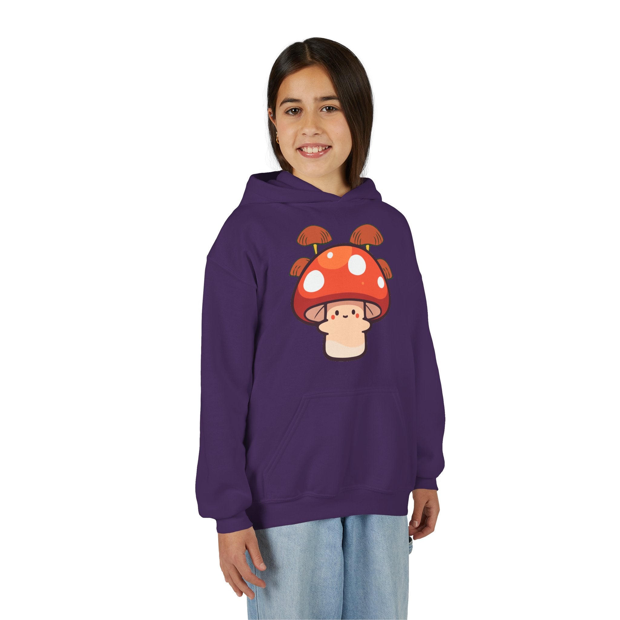 Cute Mushroom Youth Hoodie, Cozy Mushroom Sweatshirt for Kids, Perfect for Fall, Gifts for Young Nature Lovers, Fun Casual Wear
