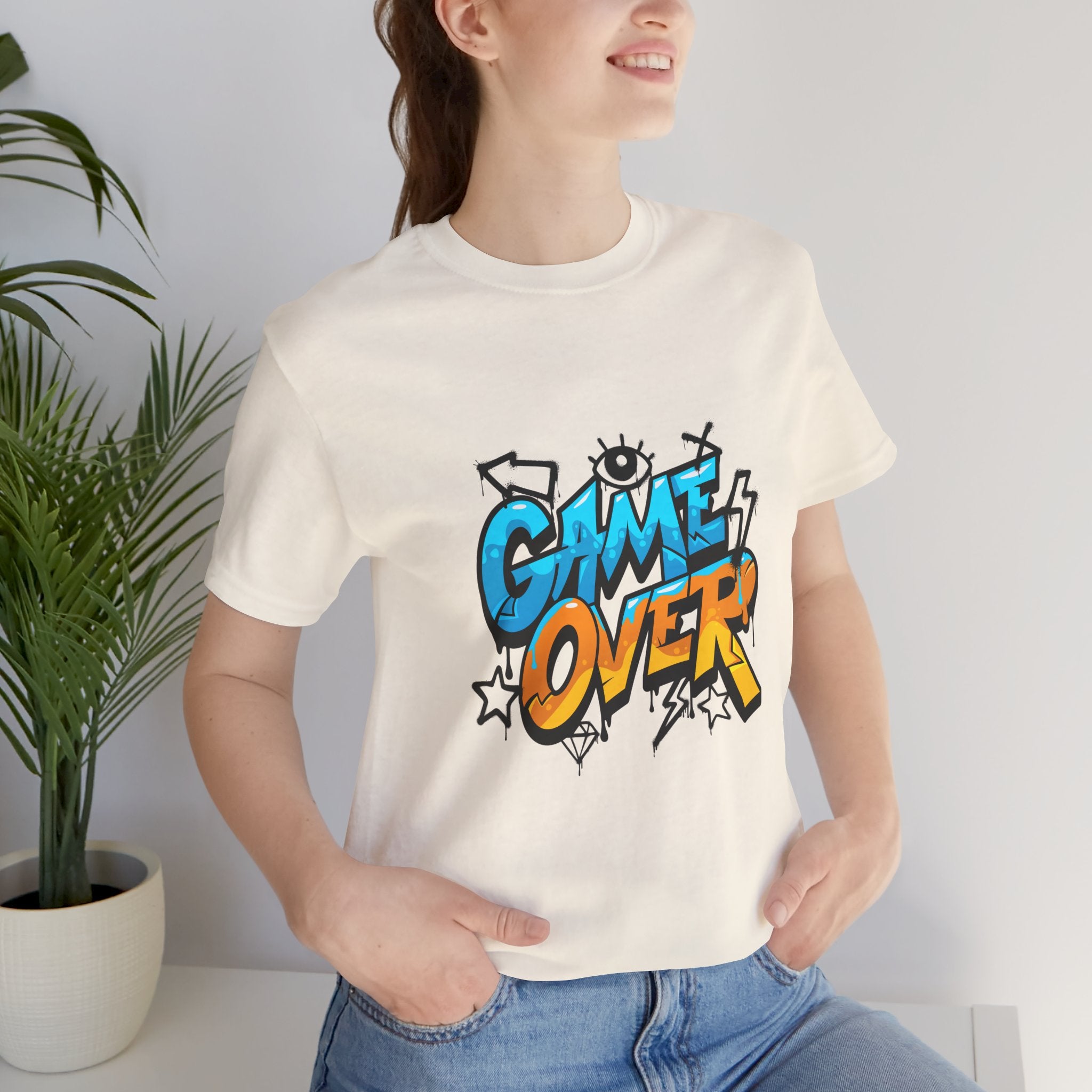 Game Over Unisex Jersey Short Sleeve Tee, Fun Graphic Tee, Gamer Gift, Casual Wear, Birthday Gift, Playful Fashion