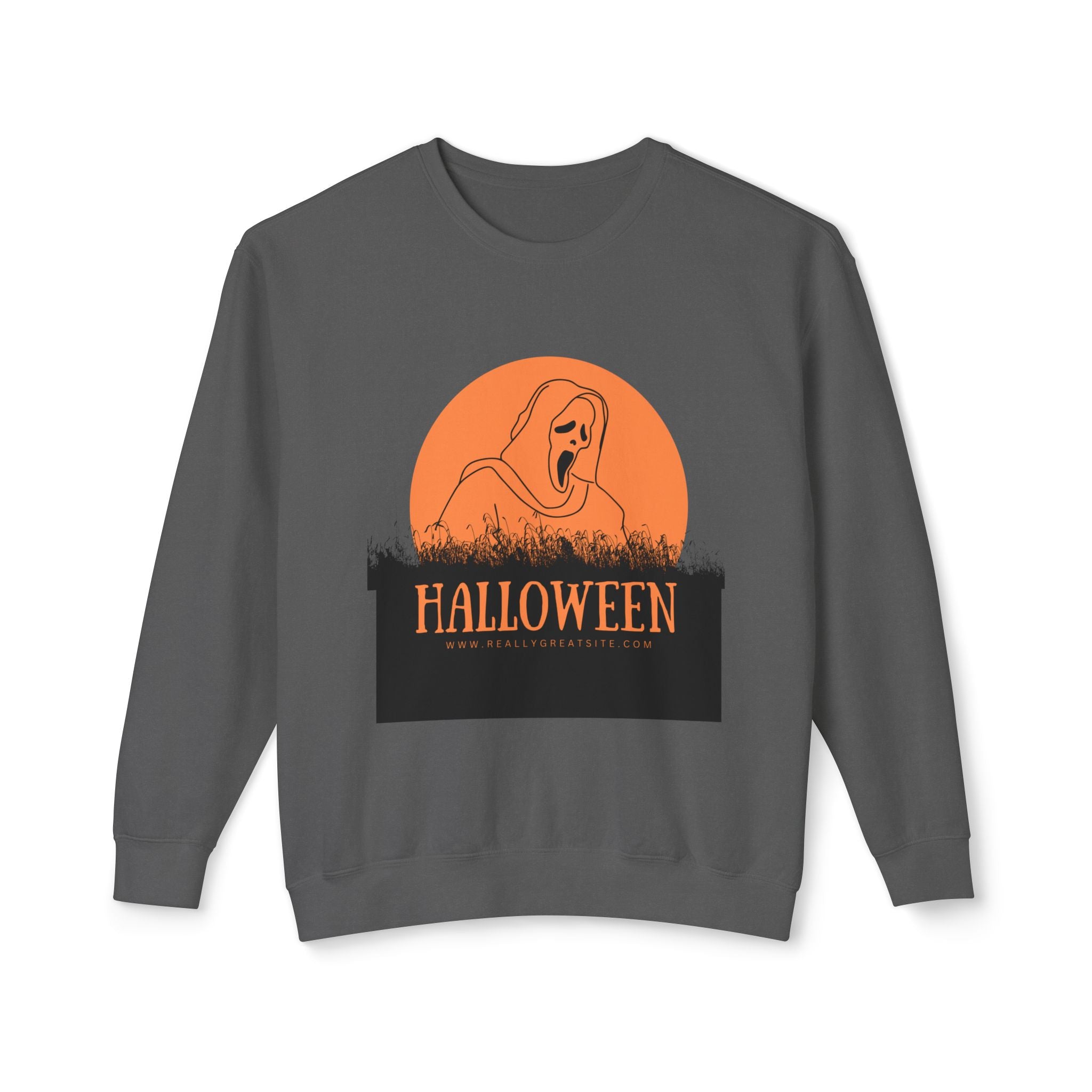Halloween Ghost Unisex Lightweight Crewneck Sweatshirt, Fall Fashion, Cozy Gift, Halloween Party, Spooky Season Apparel