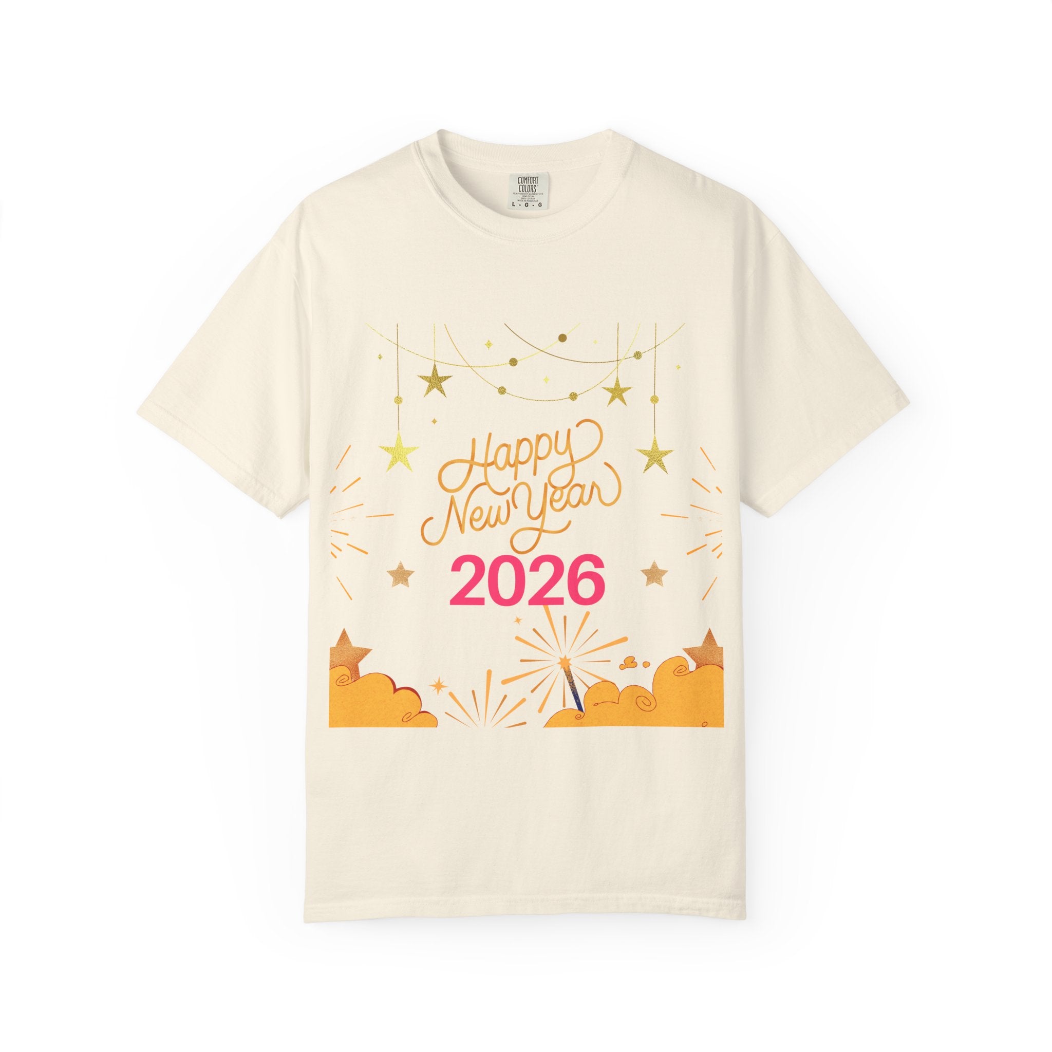 New Year Celebration T-Shirt | Unisex Garment-Dyed Tee with Happy New Year 2026 Design, Festive Apparel, Holiday Gift, Party Wear