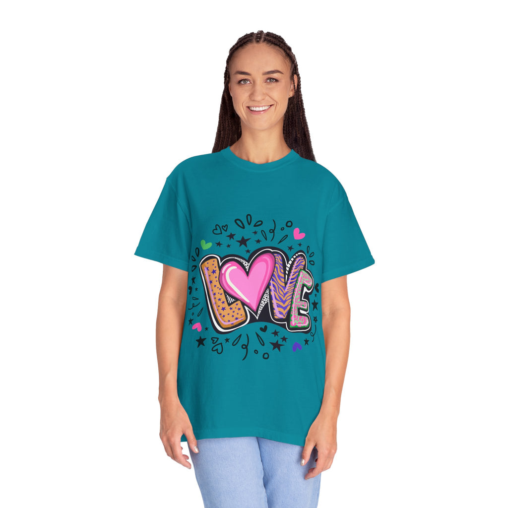 Love Vibes Unisex Garment-Dyed T-shirt | Perfect for Valentine's Day, Anniversaries, Casual Wear, Gifts, and Everyday Love