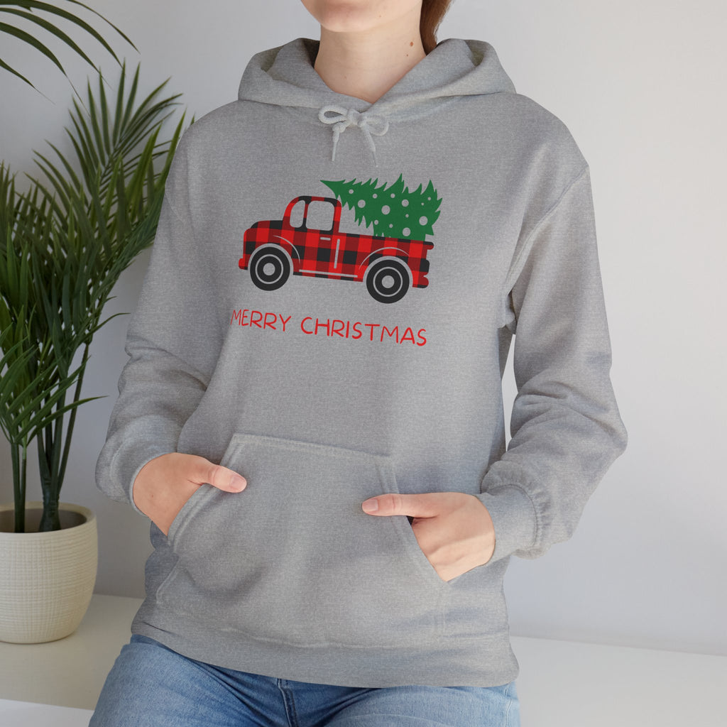 Merry Christmas Truck Hoodie, Festive Sweatshirt, Holiday Gift, Cozy Winter Apparel, Unisex Christmas Wear