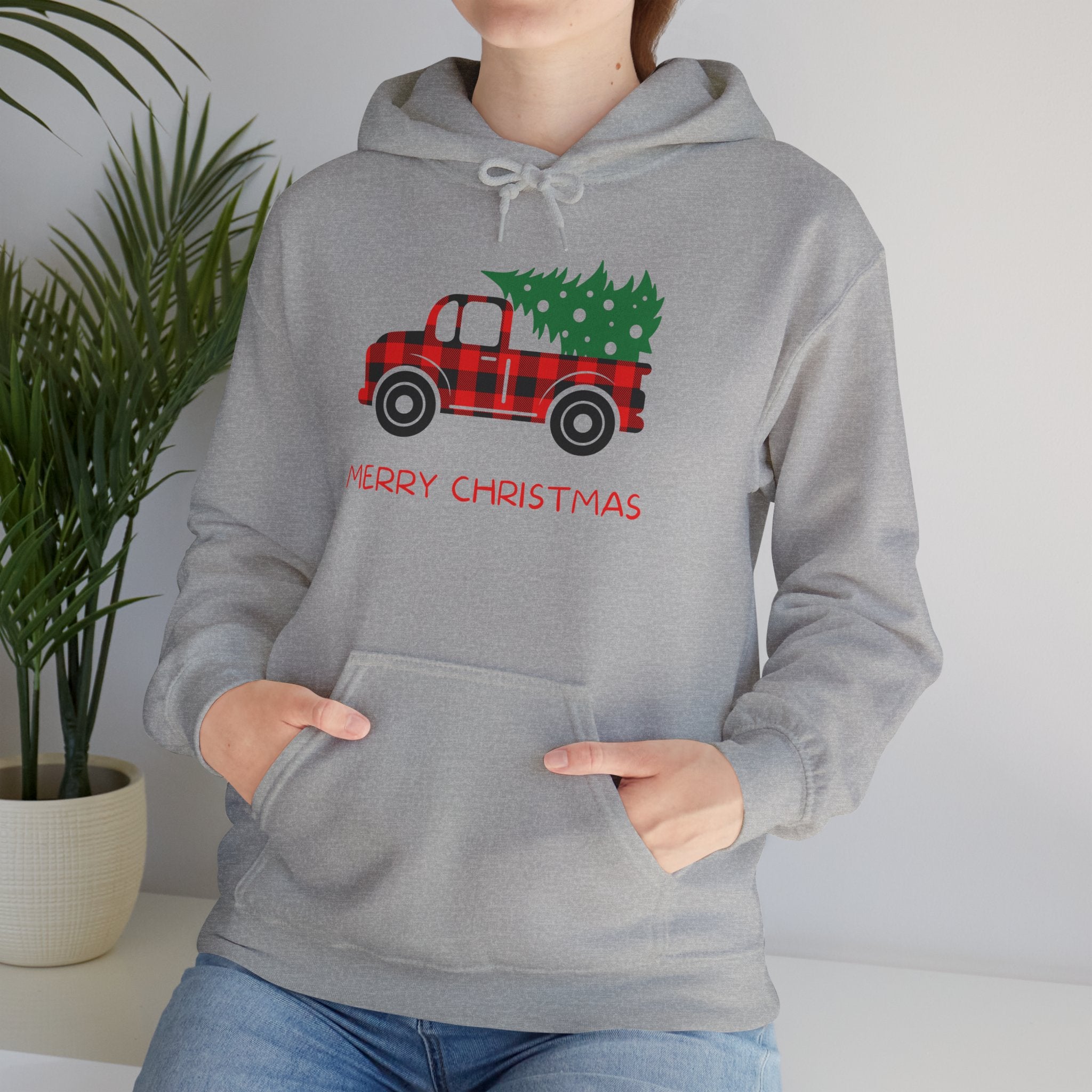 Merry Christmas Truck Hoodie, Festive Sweatshirt, Holiday Gift, Cozy Winter Apparel, Unisex Christmas Wear