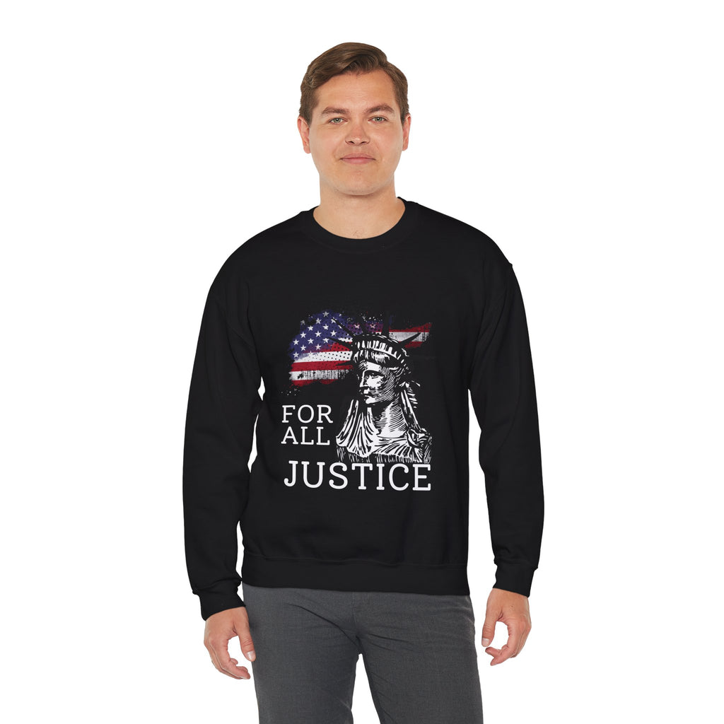 Justice Crewneck Sweatshirt - Unisex Heavy Blend, Patriotic Apparel, Comfortable Gift for Activists, USA Theme, Everyday Wear