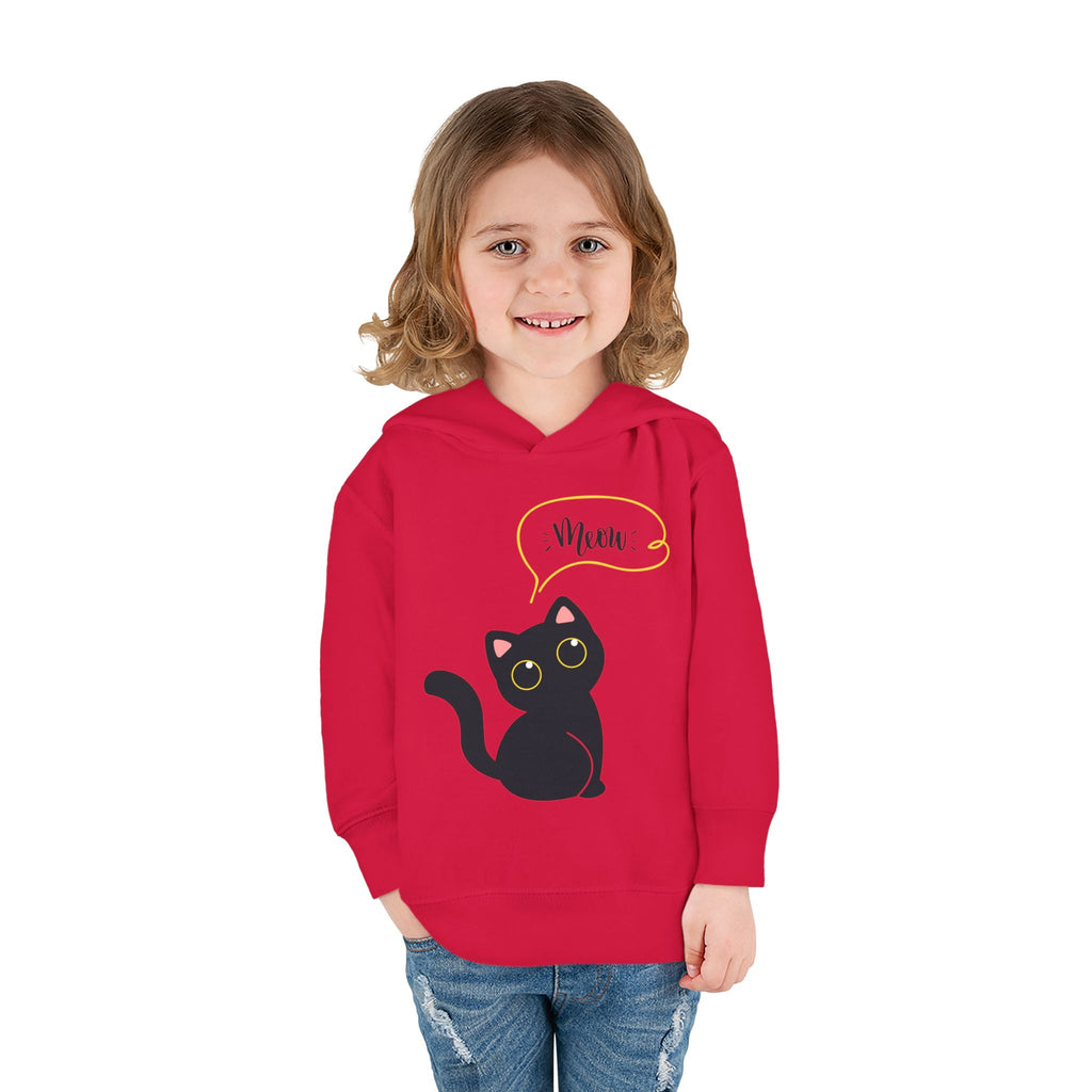 Black Cat Toddler Fleece Hoodie, Cute Kids Pullover, Cat Lover Gift, Birthday Present, Cozy Toddler Clothes