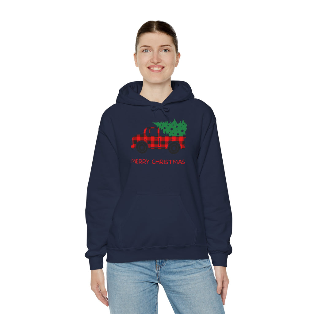Merry Christmas Truck Hoodie, Festive Sweatshirt, Holiday Gift, Cozy Winter Apparel, Unisex Christmas Wear