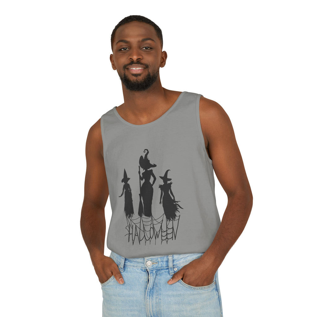 Halloween Witches Tank Top, Spooky Summer Shirt, Unisex Beach Wear, Fall Festival Apparel, Halloween Party Top
