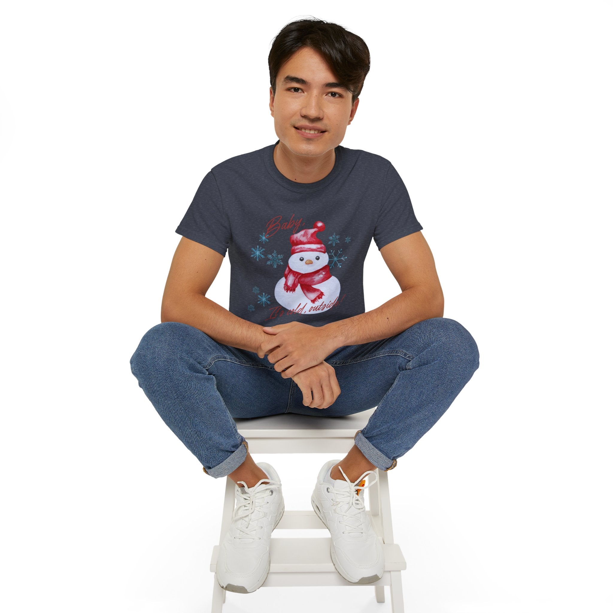 Winter Wonderland Snowman Tee, Unisex Cotton T-Shirt for Holiday Cheer, Christmas Party, Gift, Cozy Winter Apparel