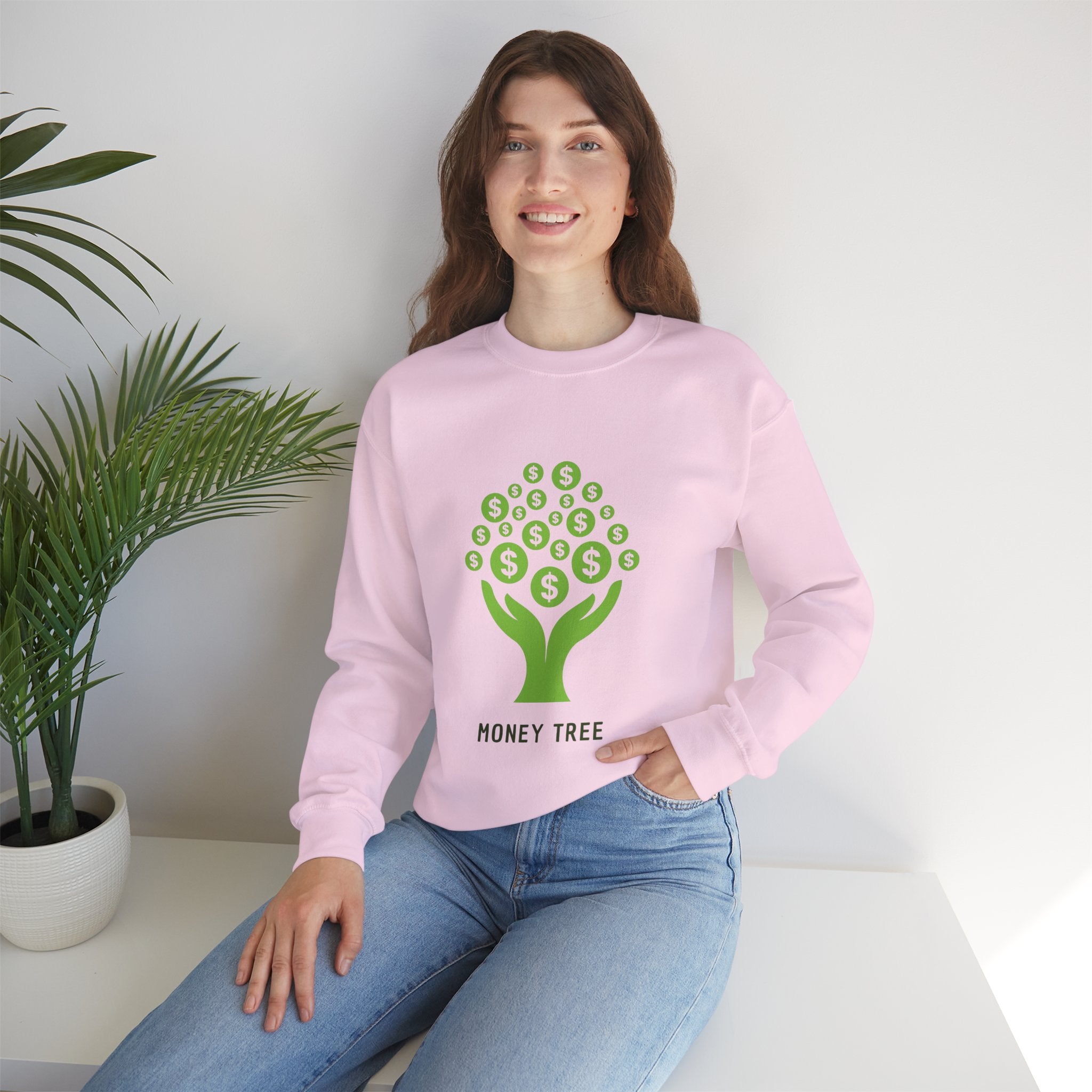 Money Tree Sweatshirt, Cozy Crewneck, Unisex Gift, Eco-Friendly Fashion, Perfect for Casual Wear, Gift for Him/Her