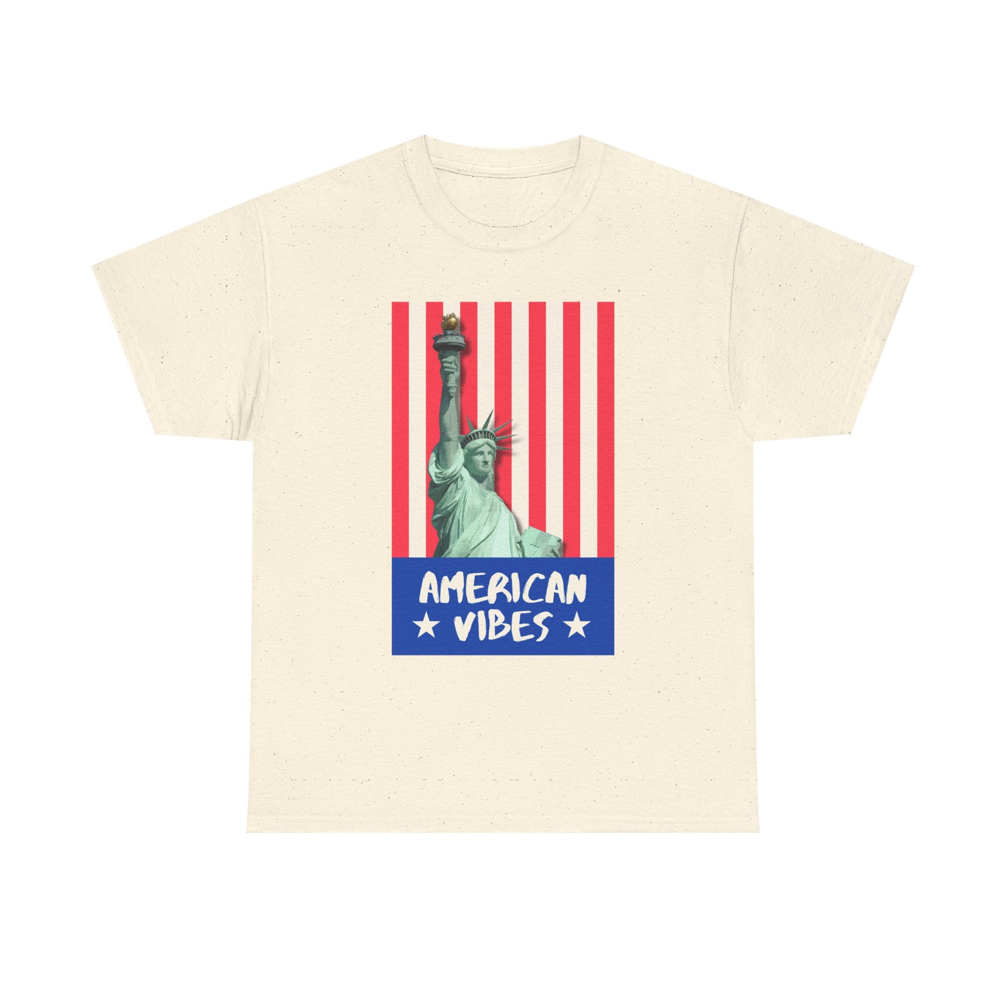 American Vibes Unisex Heavy Cotton Tee, Patriotic Shirt, Gift for Veterans, Independence Day Apparel, Summer Casual Wear