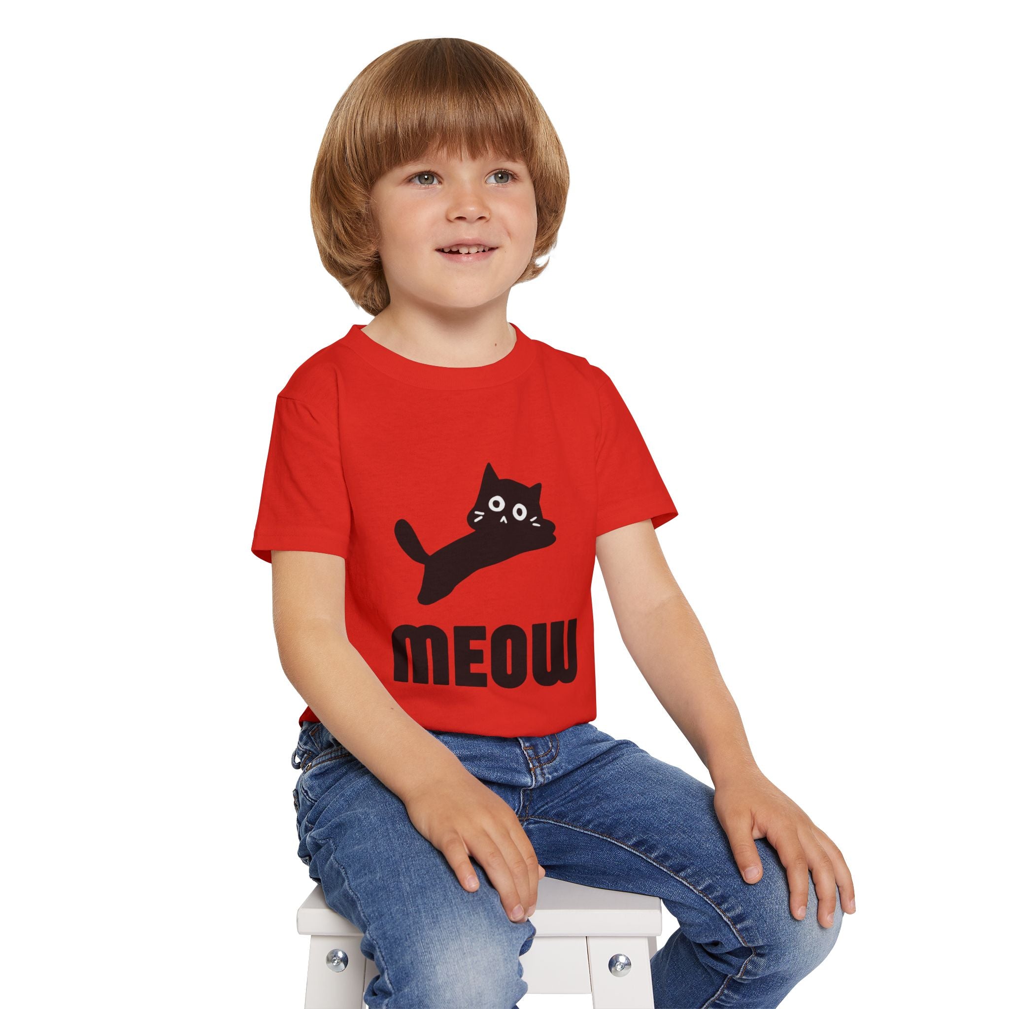 Cute Cat Meow Toddler T-shirt - Fun Kids Tee, Cat Lover Gift, Playful Outfit, Birthday Present, Everyday Wear