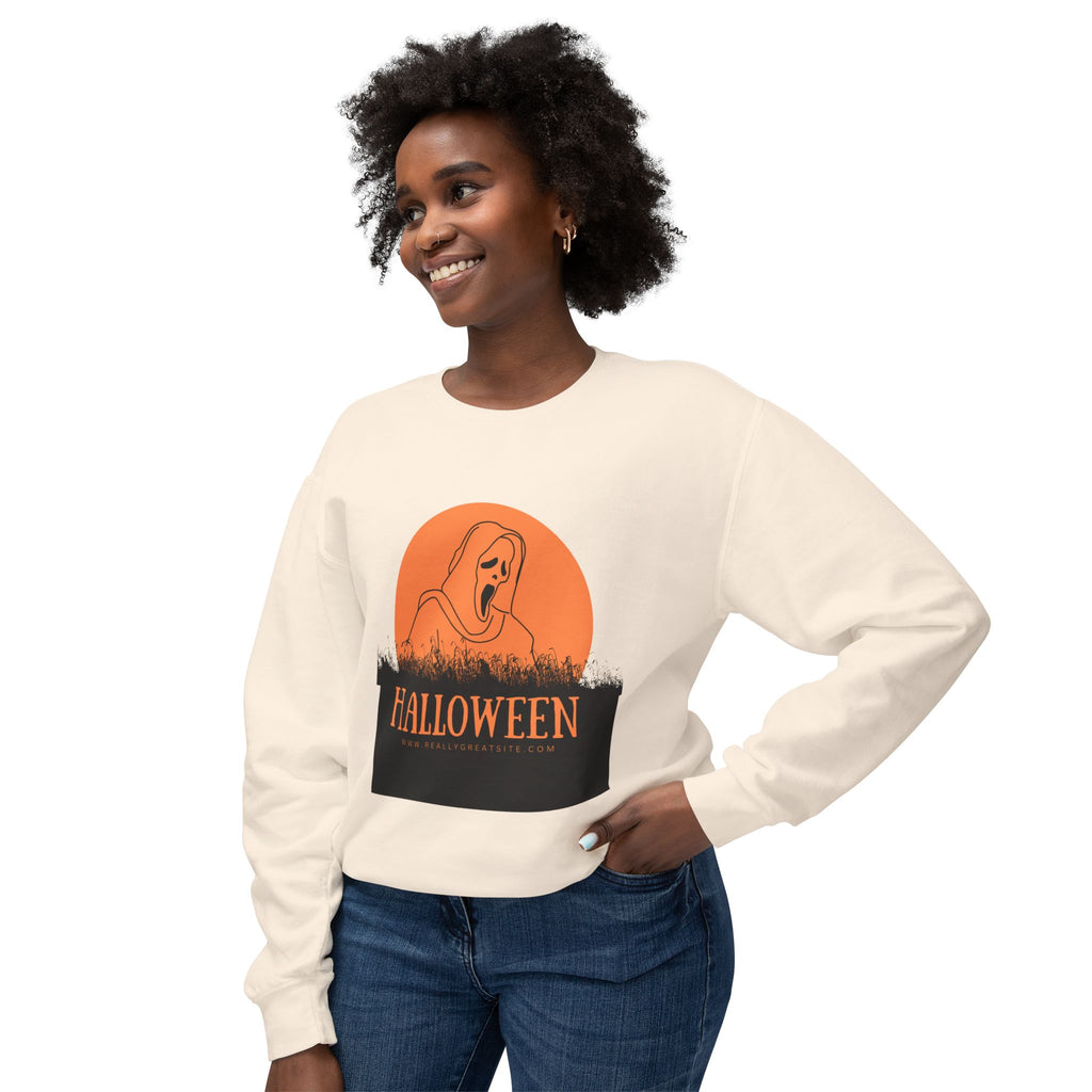 Halloween Ghost Unisex Lightweight Crewneck Sweatshirt, Fall Fashion, Cozy Gift, Halloween Party, Spooky Season Apparel