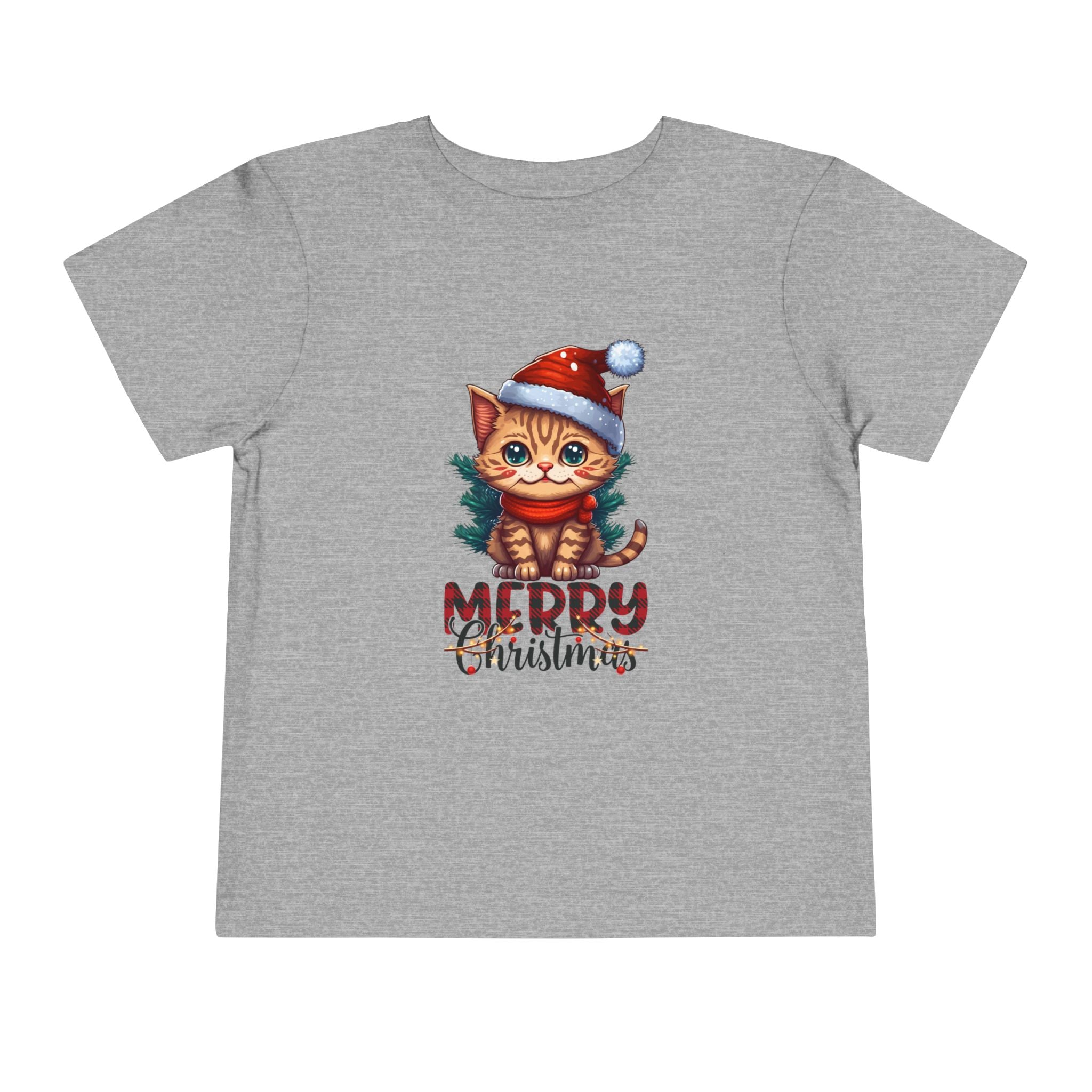 Cute Christmas Cat Tee for Toddlers, Holiday Shirt, Gift for Kids, Merry Christmas Tee, Fun Winter Wear, Festive Toddler Outfit