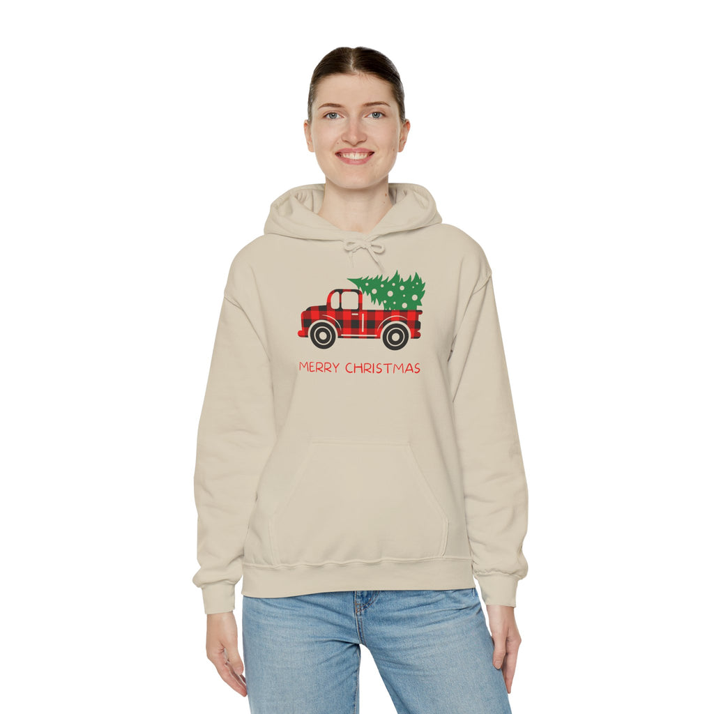 Merry Christmas Truck Hoodie, Festive Sweatshirt, Holiday Gift, Cozy Winter Apparel, Unisex Christmas Wear