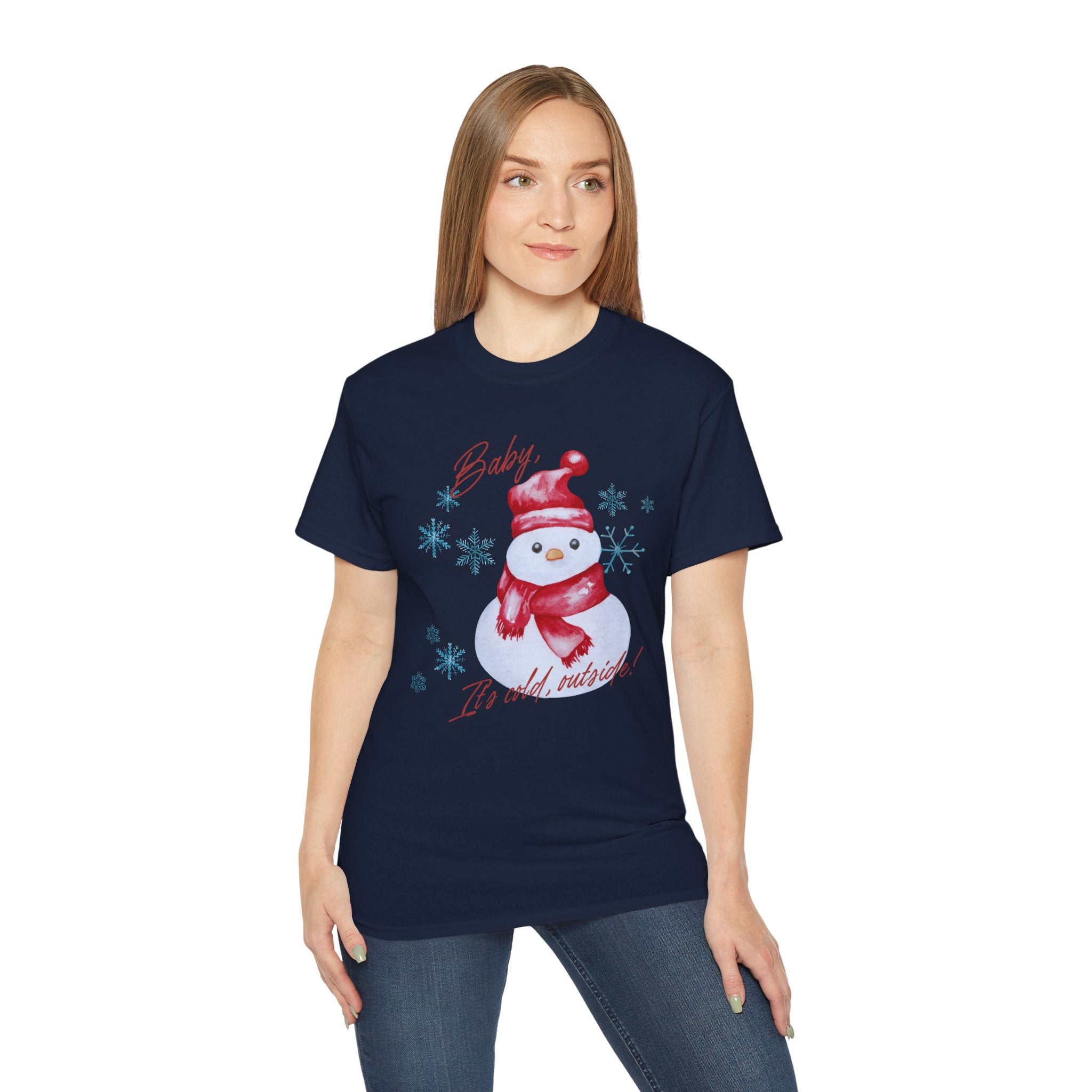 Winter Wonderland Snowman Tee, Unisex Cotton T-Shirt for Holiday Cheer, Christmas Party, Gift, Cozy Winter Apparel