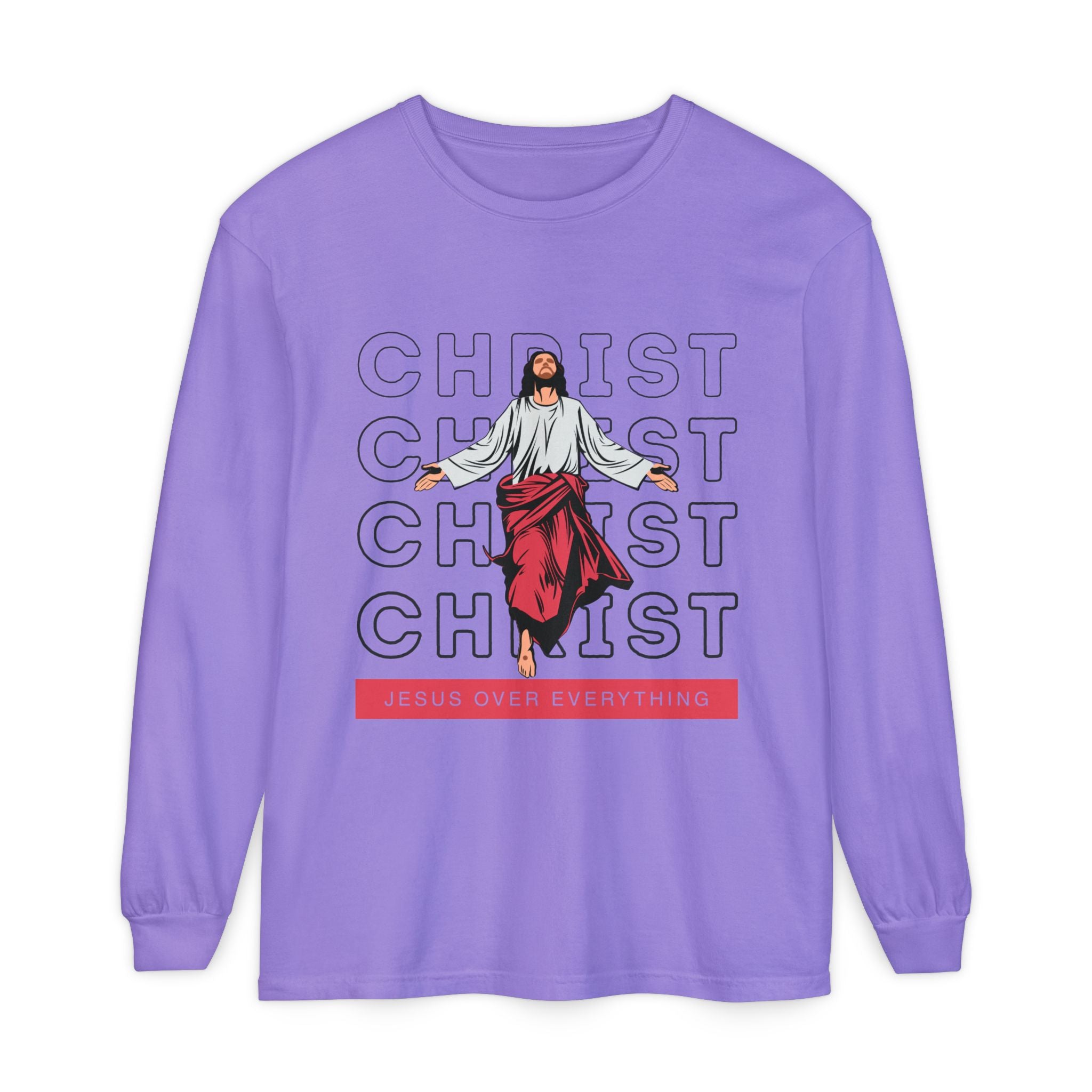 Unisex Long Sleeve T-Shirt - Jesus Over Everything, Christian Apparel, Faith-Based Gift, Spiritual Wear, Gospel Fashion