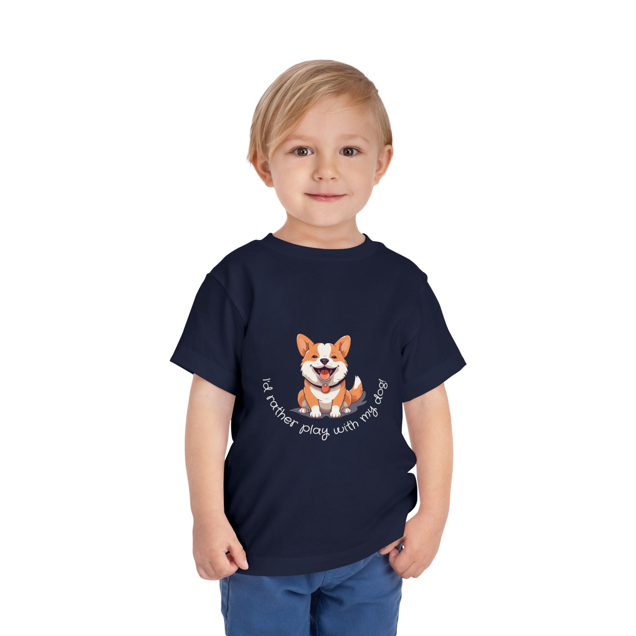 Cute Dog Lover Toddler Tee, I'd Rather Play with My Dog, Perfect for Dog Lovers, Birthday, Gift for Kids, Everyday Wear