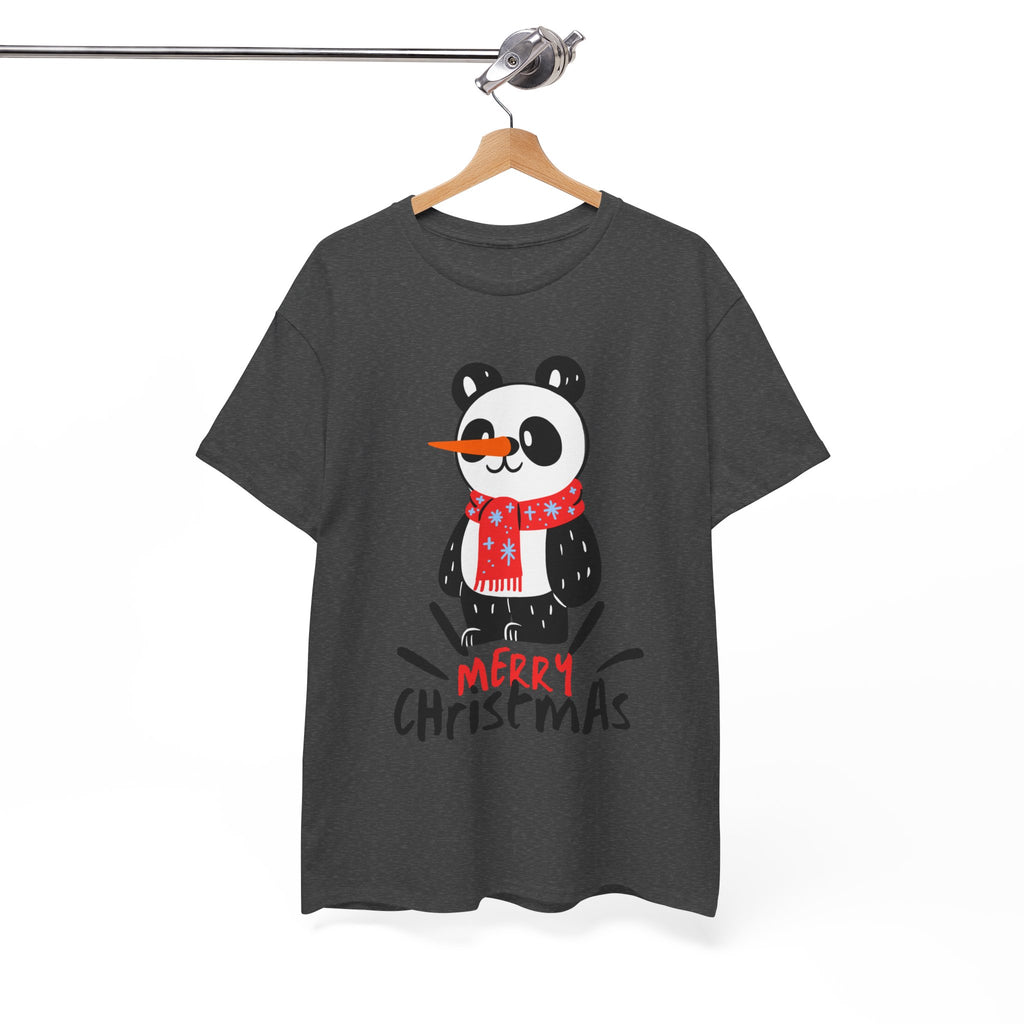 Cute Merry Christmas Panda Tee for Holiday Cheer, Unisex Cotton T-Shirt, Fun Gift for Him & Her, Christmas Apparel, Winter Gathering