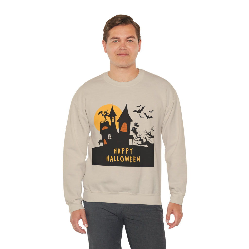 Halloween Haunted House Sweatshirt, Cozy Fall Wardrobe, Unisex Pullover, Spooky Season, Halloween Gift Idea, Festival Apparel