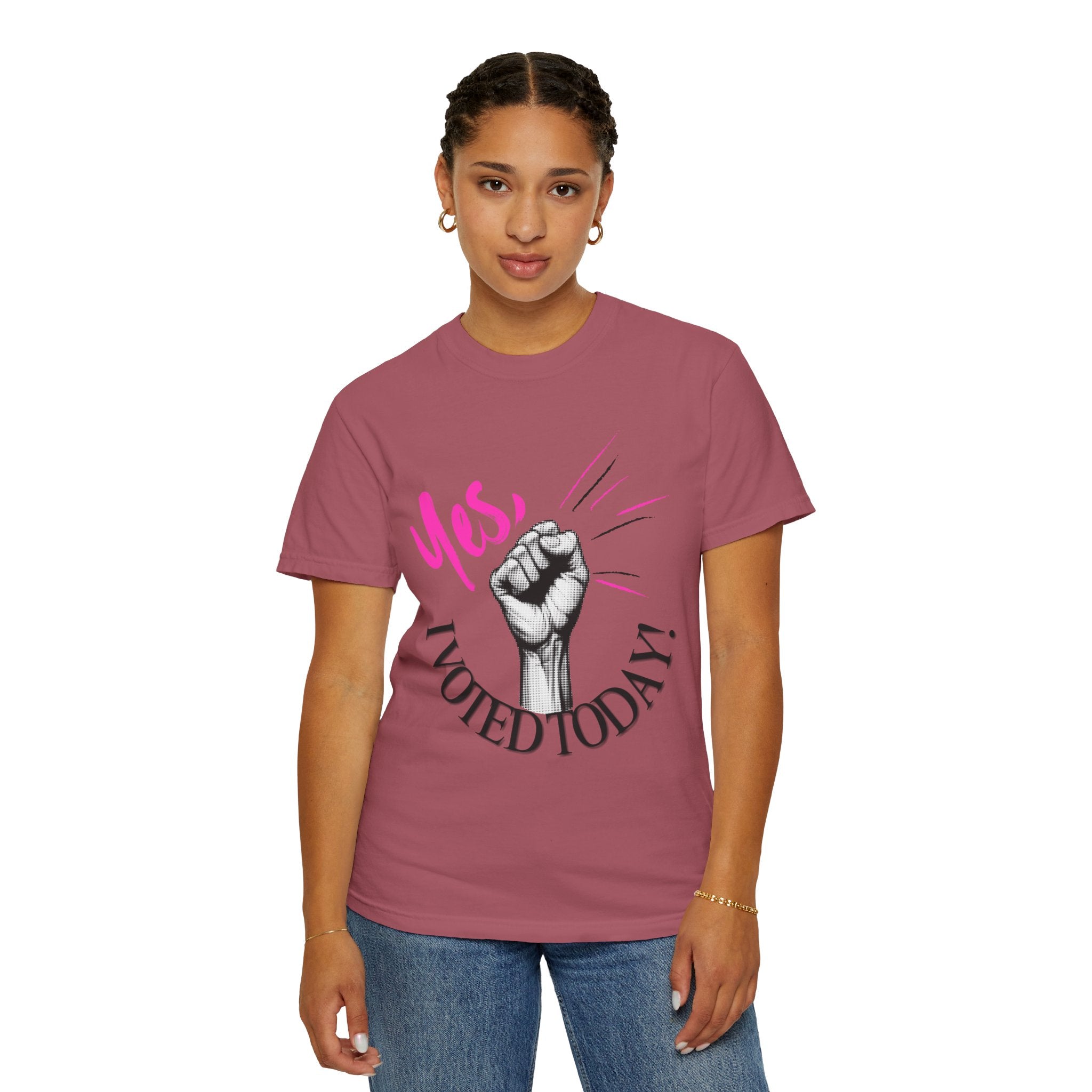 Empowering Voting T-shirt, Yes I Voted Today Tee, Unisex Garment-Dyed Shirt, Election Day Apparel, Civic Engagement Top