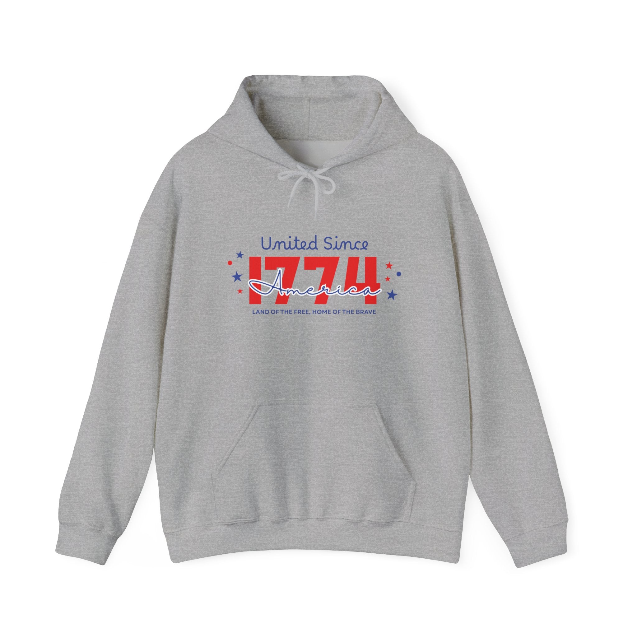 Patriotic Hooded Sweatshirt - United Since 1774, Unisex Pullover, 4th of July Gift, Cozy Fall Apparel, Red White Blue Hoodie