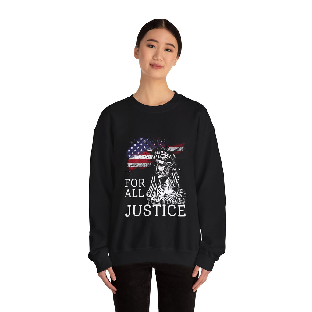 Justice Crewneck Sweatshirt - Unisex Heavy Blend, Patriotic Apparel, Comfortable Gift for Activists, USA Theme, Everyday Wear