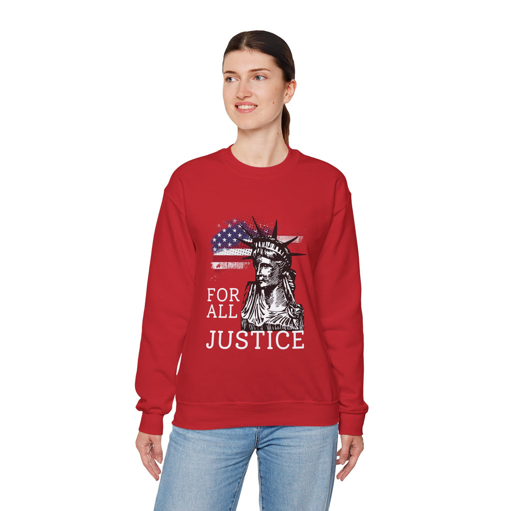 Justice Crewneck Sweatshirt - Unisex Heavy Blend, Patriotic Apparel, Comfortable Gift for Activists, USA Theme, Everyday Wear