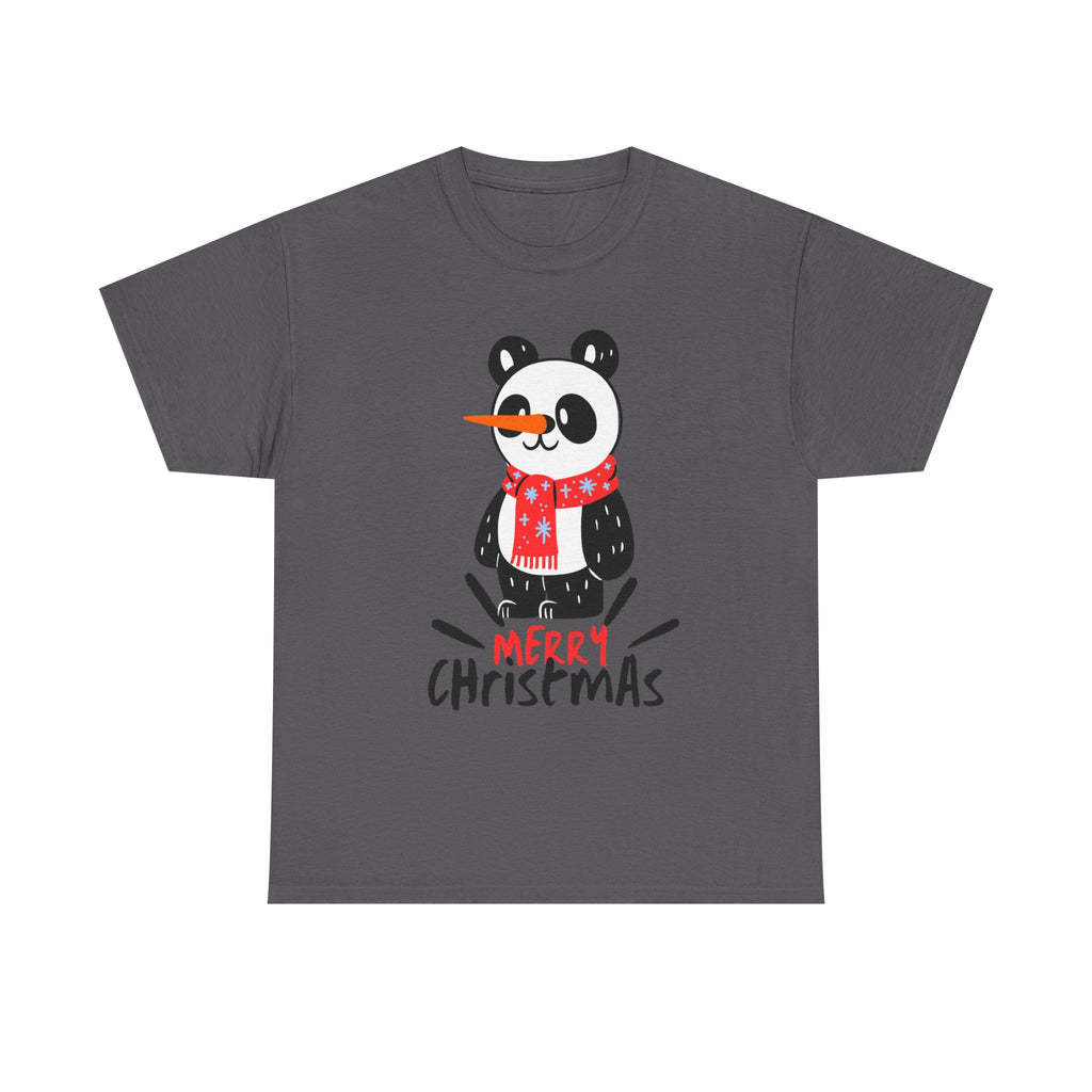 Cute Merry Christmas Panda Tee for Holiday Cheer, Unisex Cotton T-Shirt, Fun Gift for Him & Her, Christmas Apparel, Winter Gathering