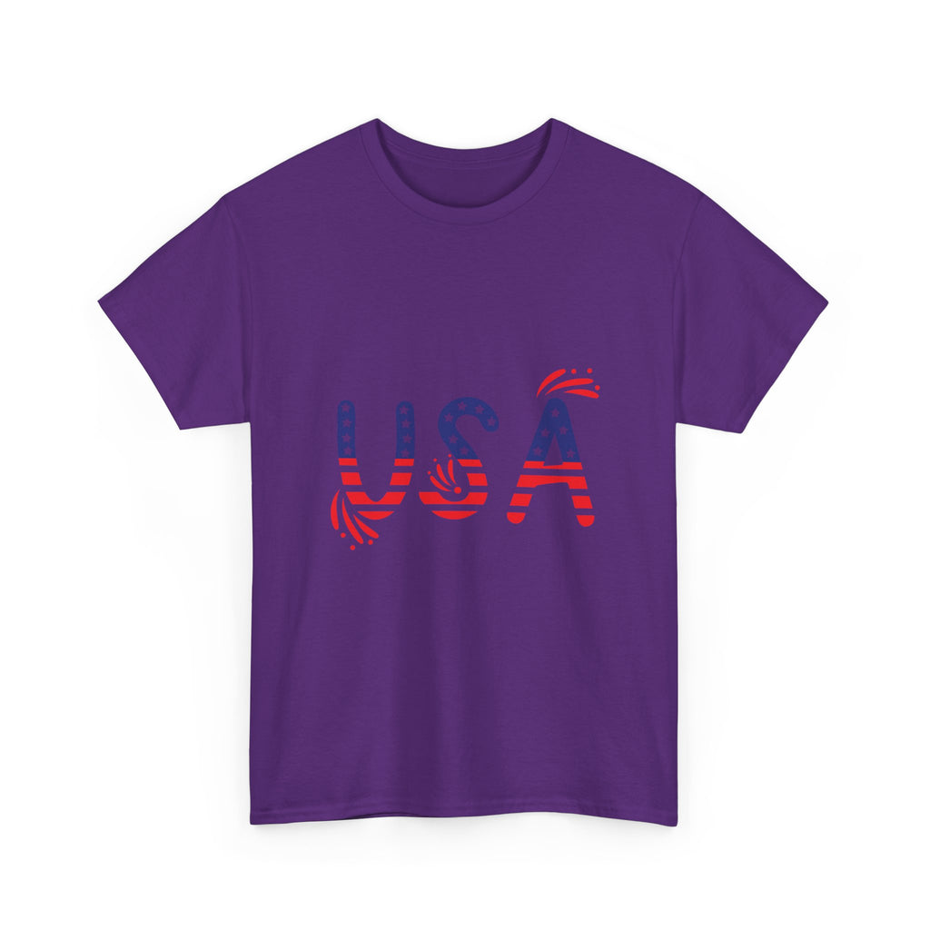 Patriotic USA Tee - Unisex Heavy Cotton T-Shirt for Independence Day, Barbecues, Festivals, Casual Wear, Gift
