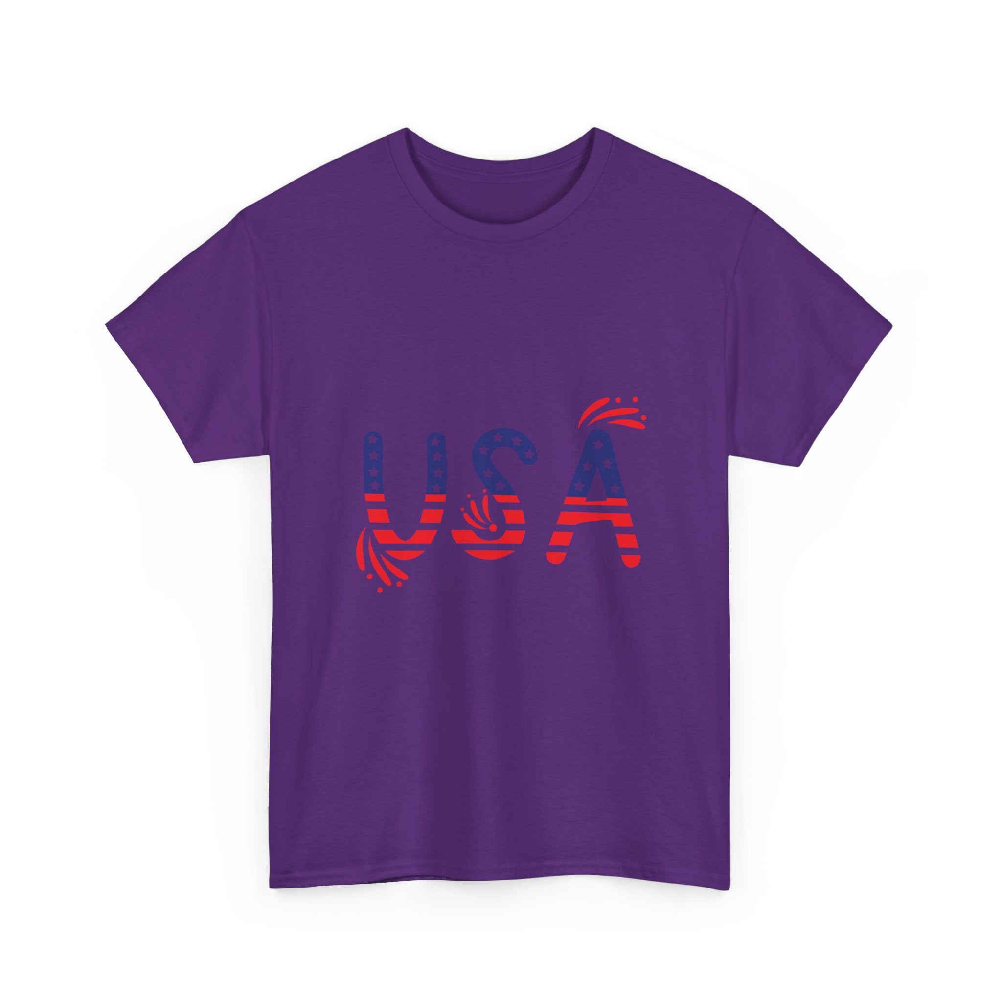 Patriotic USA Tee - Unisex Heavy Cotton T-Shirt for Independence Day, Barbecues, Festivals, Casual Wear, Gift
