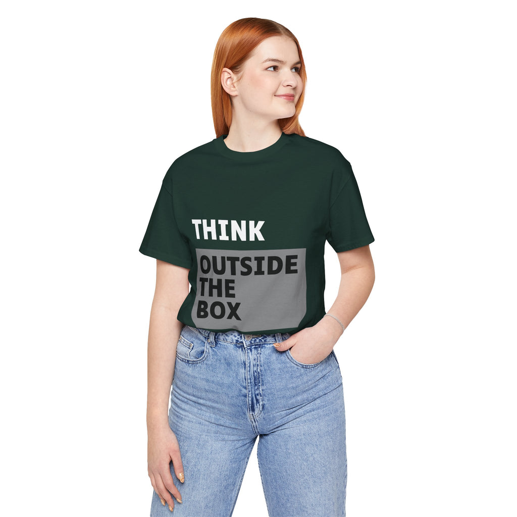 Think Outside the Box Unisex Tee, Short Sleeve T-shirt, Unique Design Shirt, Creative Tee, Unisex Graphic Tee
