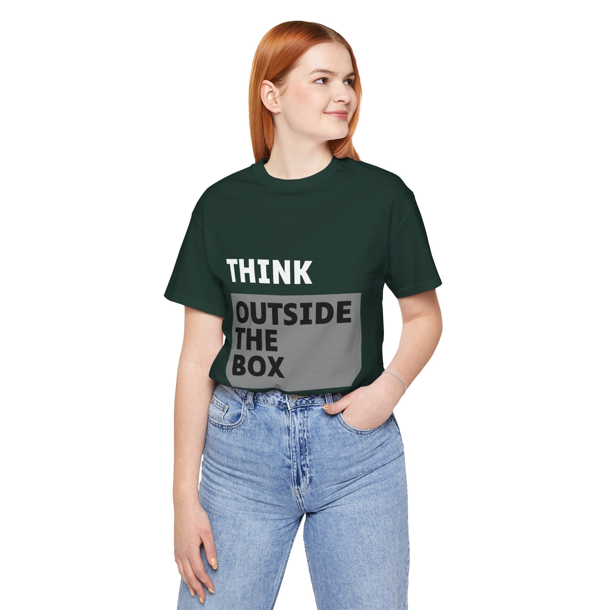 Think Outside the Box Unisex Tee, Short Sleeve T-shirt, Unique Design Shirt, Creative Tee, Unisex Graphic Tee