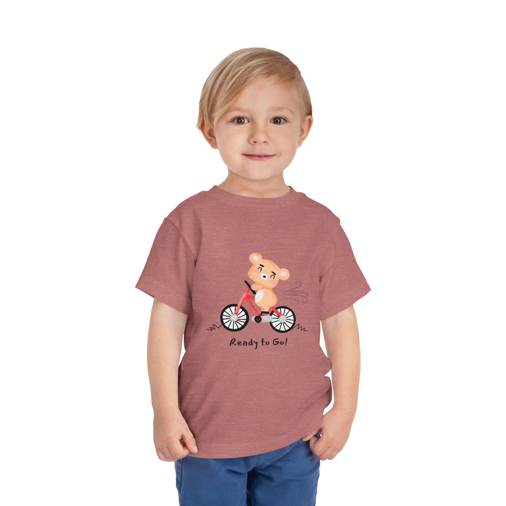 Cute Toddler Short Sleeve Tee - "Ready to Go!" Kids Shirt, Summer Outfit, Playful Apparel, Gift for Kids, Bicycle Design