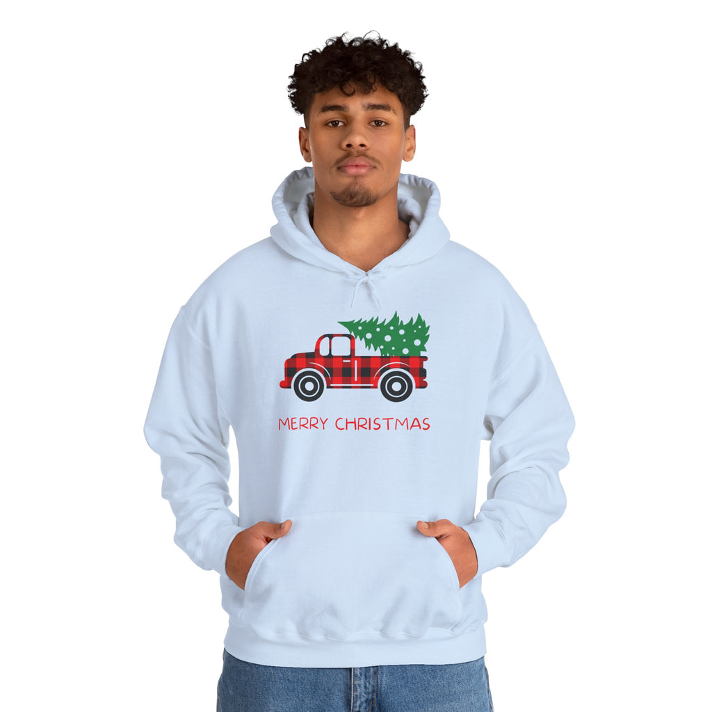 Merry Christmas Truck Hoodie, Festive Sweatshirt, Holiday Gift, Cozy Winter Apparel, Unisex Christmas Wear