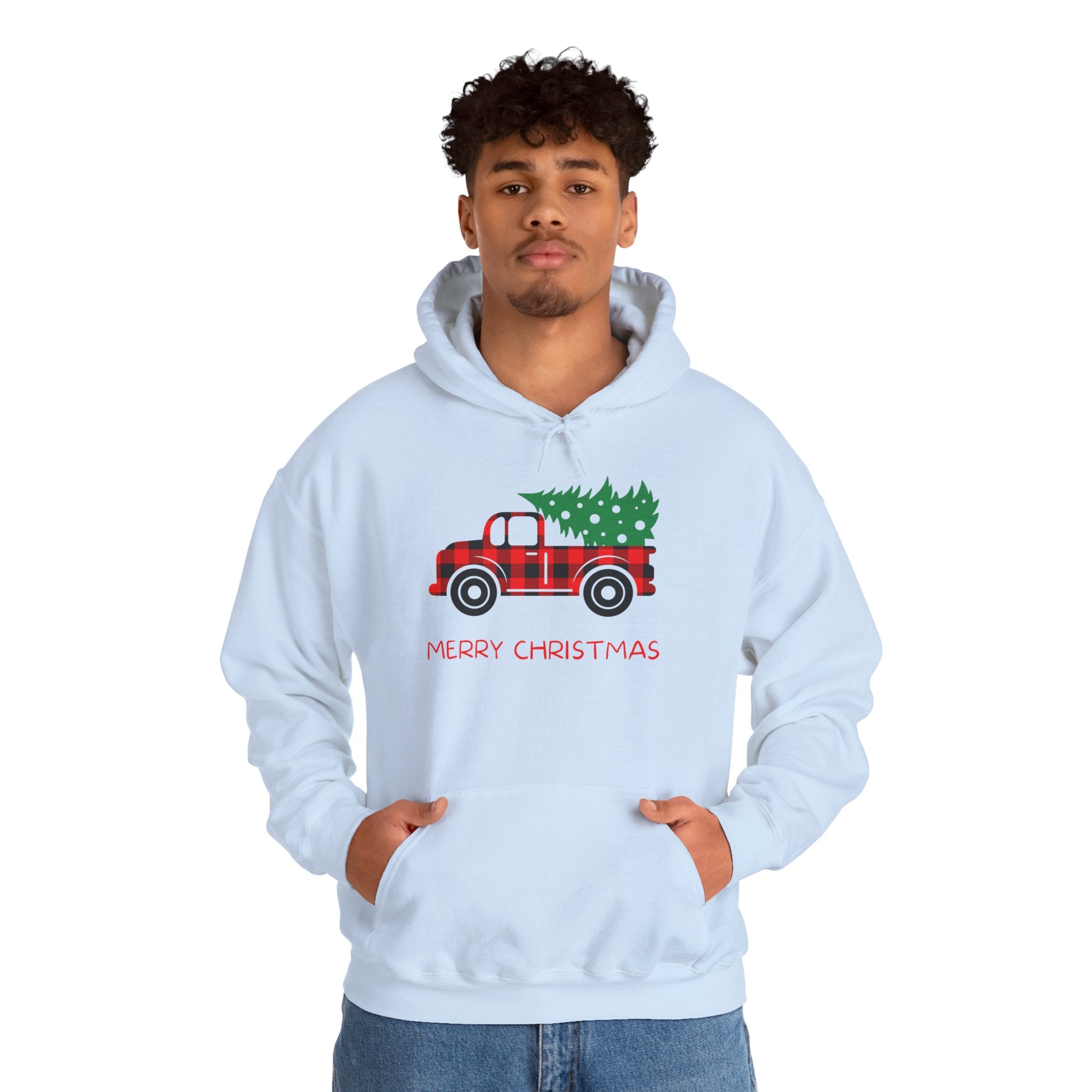 Merry Christmas Truck Hoodie, Festive Sweatshirt, Holiday Gift, Cozy Winter Apparel, Unisex Christmas Wear