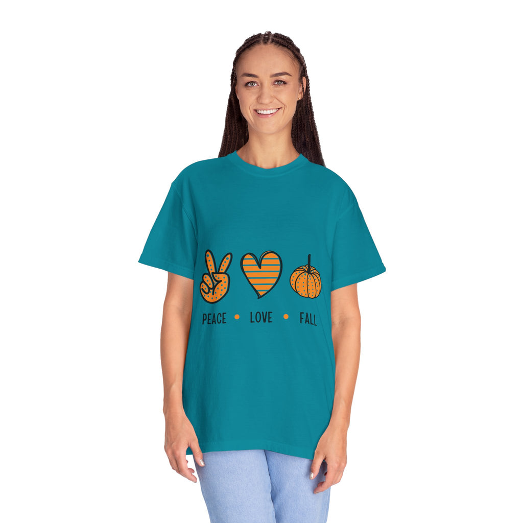 Peace Love Fall T-Shirt, Unisex Tee for Autumn, Cozy Casual Wear, Thanksgiving Gift, Fall Fashion