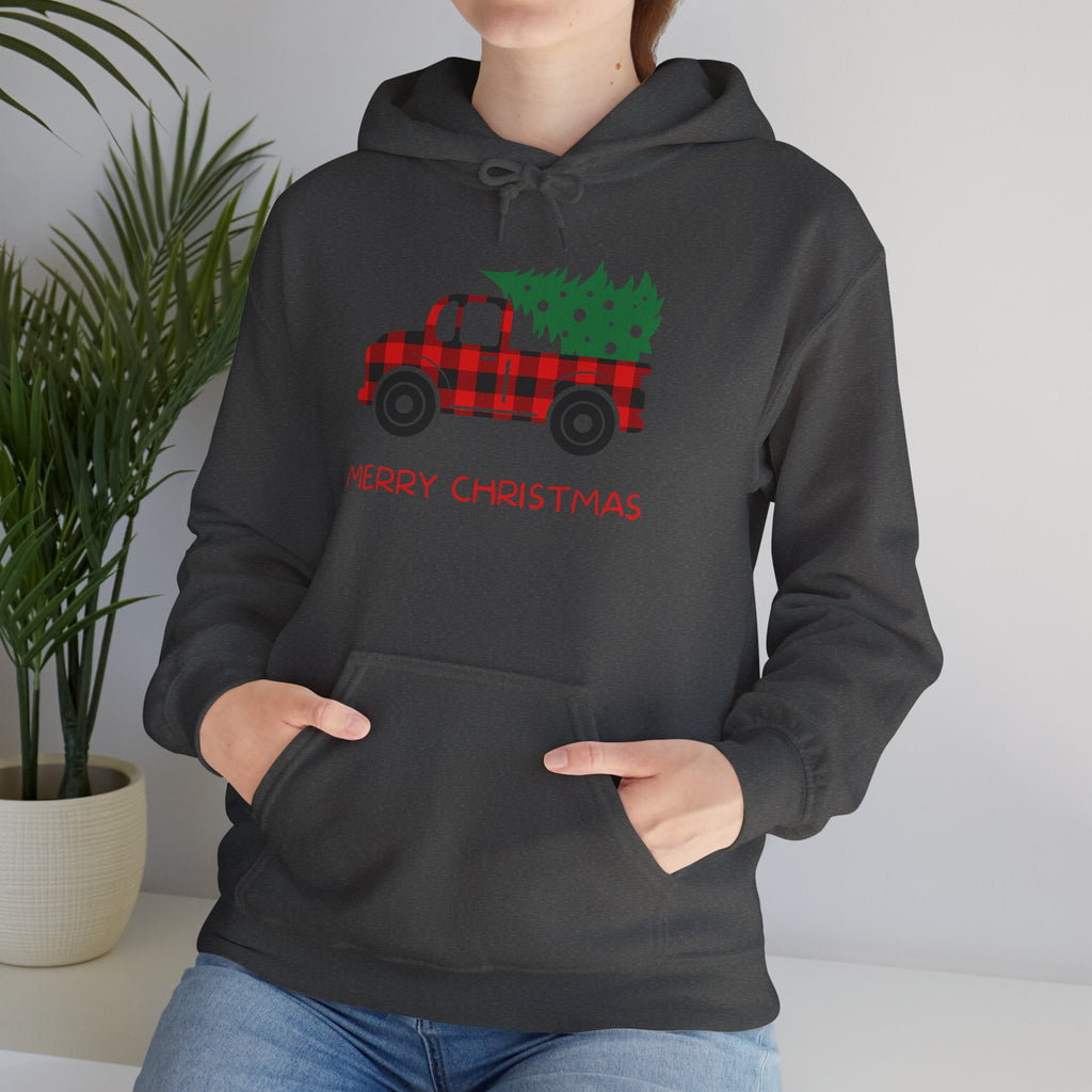 Merry Christmas Truck Hoodie, Festive Sweatshirt, Holiday Gift, Cozy Winter Apparel, Unisex Christmas Wear