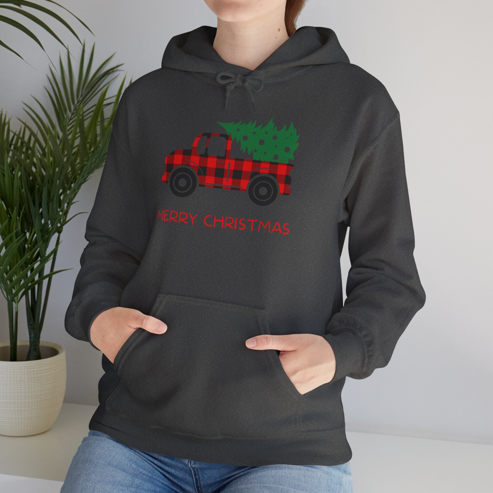 Merry Christmas Truck Hoodie, Festive Sweatshirt, Holiday Gift, Cozy Winter Apparel, Unisex Christmas Wear