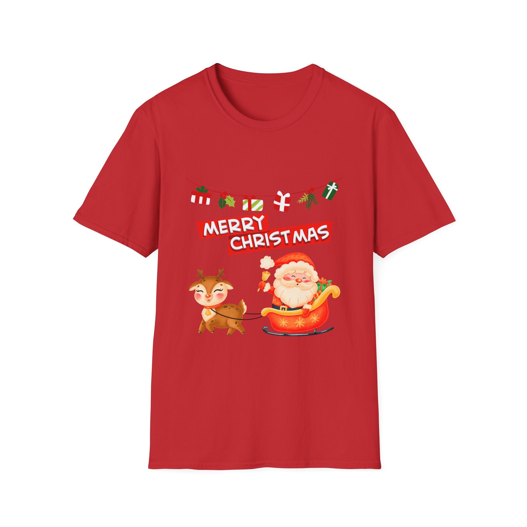 Christmas Cheer T-Shirt, Merry Christmas Tee, Festive Holiday Shirt, Unisex Christmas Apparel, Santa and Reindeer Design