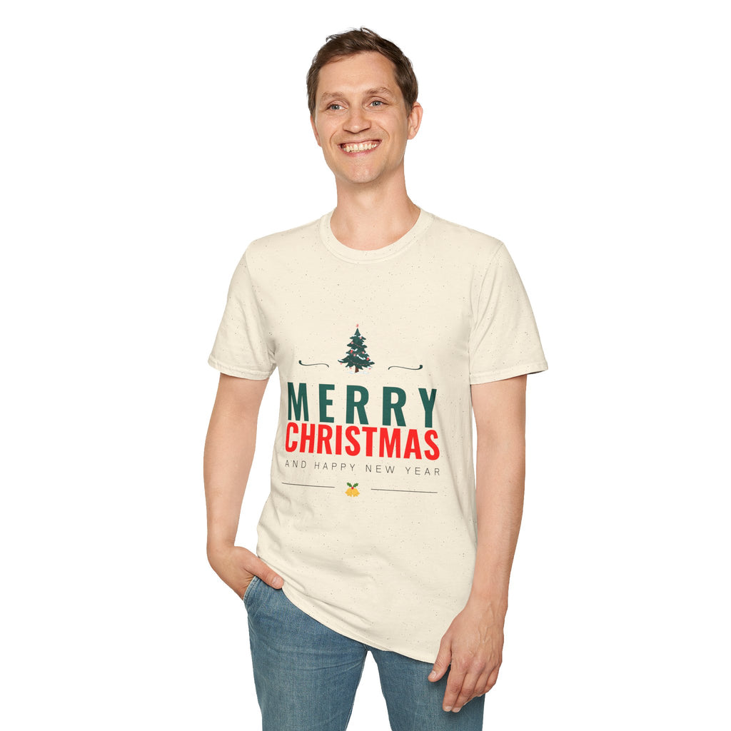 Merry Christmas Unisex Softstyle T-Shirt, Holiday T-Shirt, Christmas Apparel, Festive Tee, New Year Shirt, Gift for Him/Her