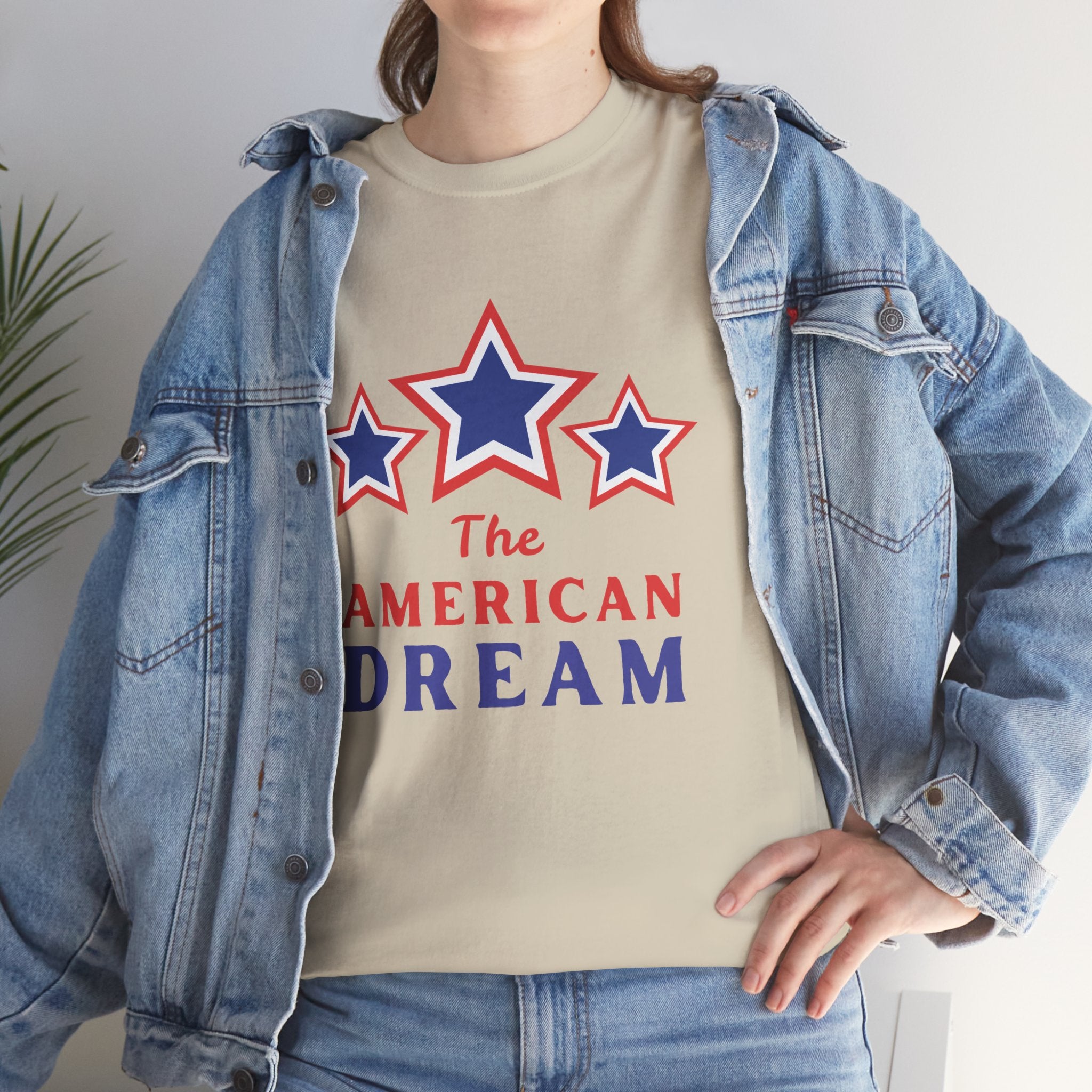 American Dream Graphic Tee, Patriotic Shirt, Unisex Cotton T-Shirt, Fourth of July Gift, Summer Casual Wear, Vintage Star Design