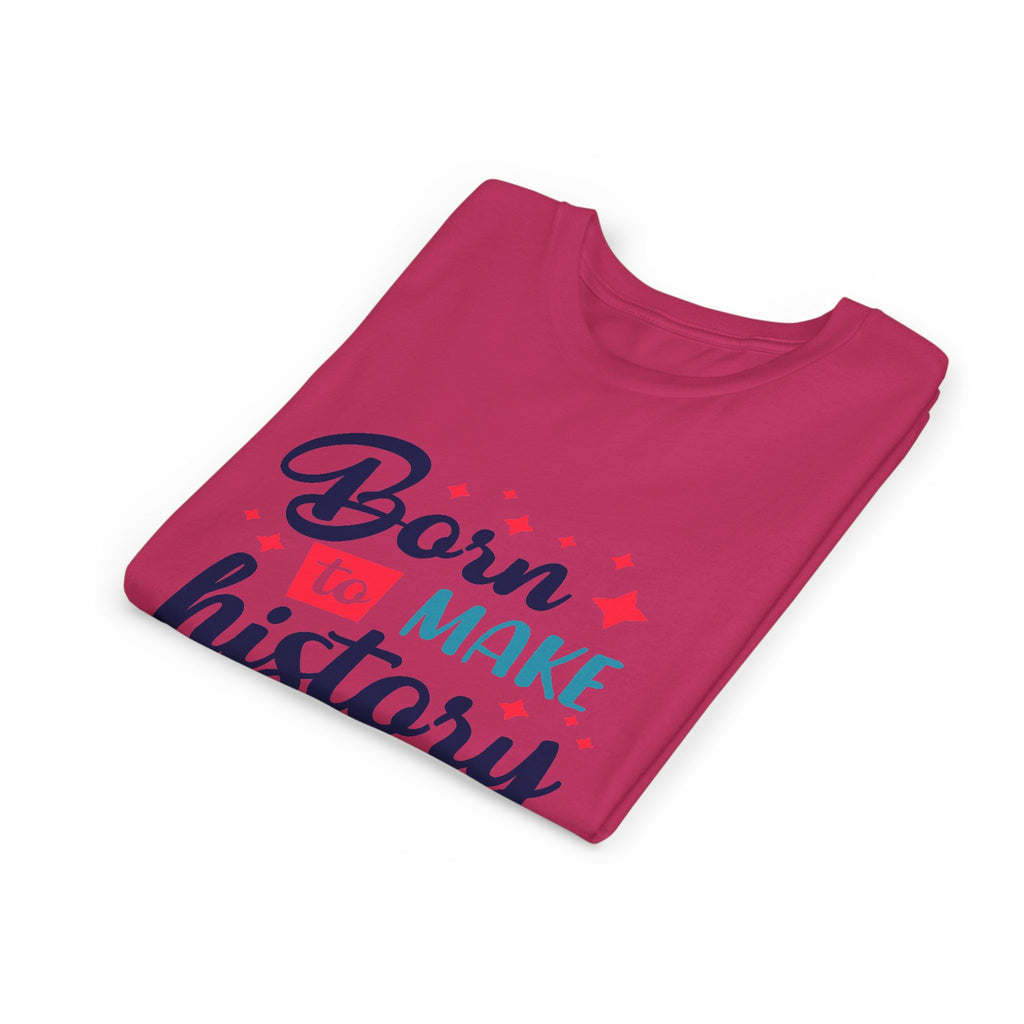 Inspired Youth Short Sleeve Tee: 'Born to Make History' Shirt, Kids Motivational Tee, Birthday Gift, Back to School, Fun Everyday Wear