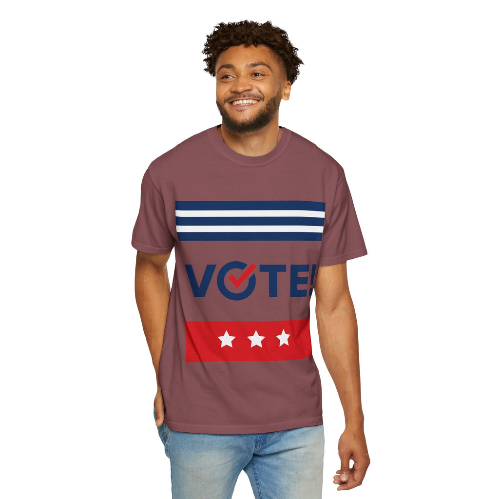 Vote! Garment-Dyed T-Shirt | Unisex Voter Apparel, Election Day Outfit, Political Statement Tee, Casual Advocacy Shirt, Gift for Activists